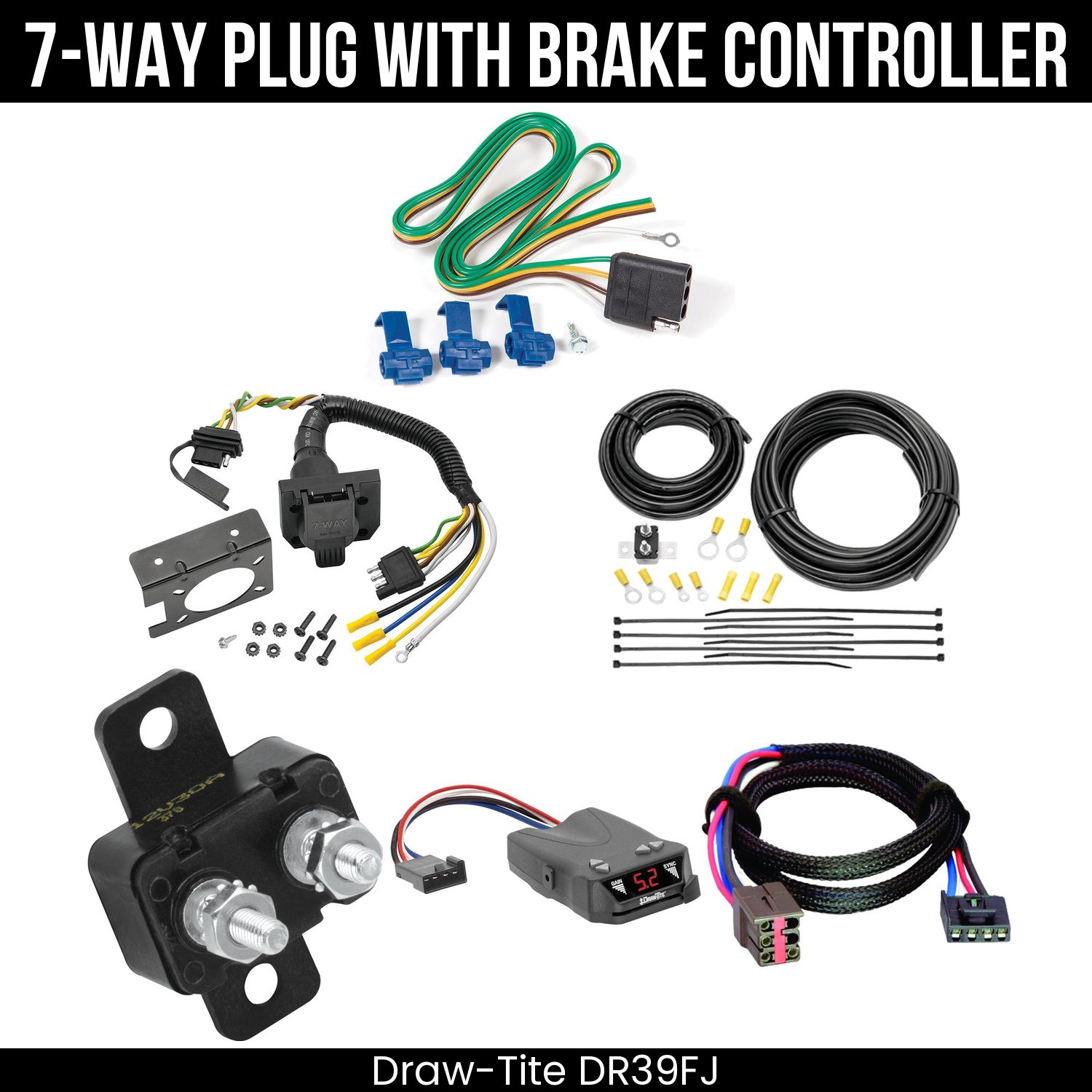 Trailer Wiring 7-Way Plug w/ Bracket , Draw-Tite Activator IV Brake Control