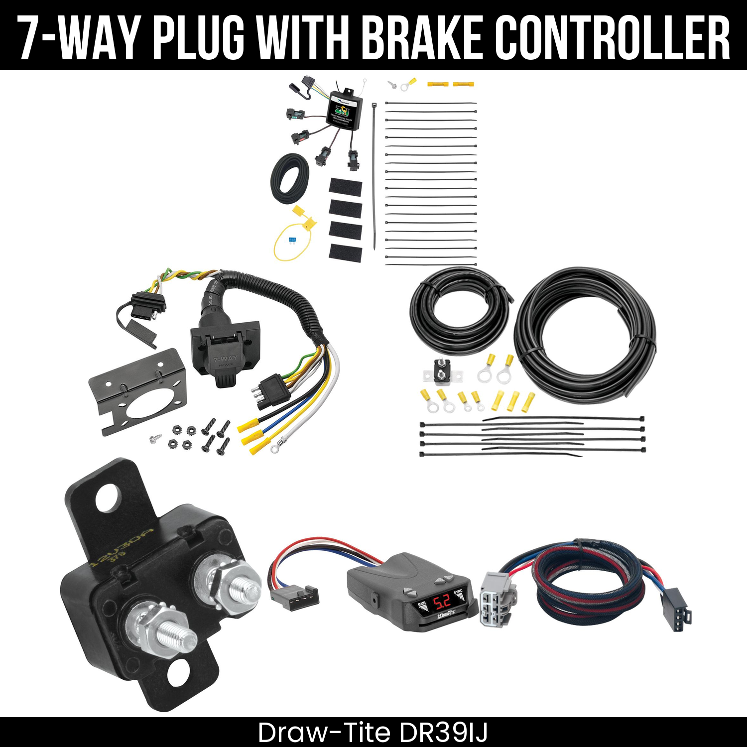 Trailer Wiring 7-Way Plug w/ Bracket , Draw-Tite Activator IV Brake Control