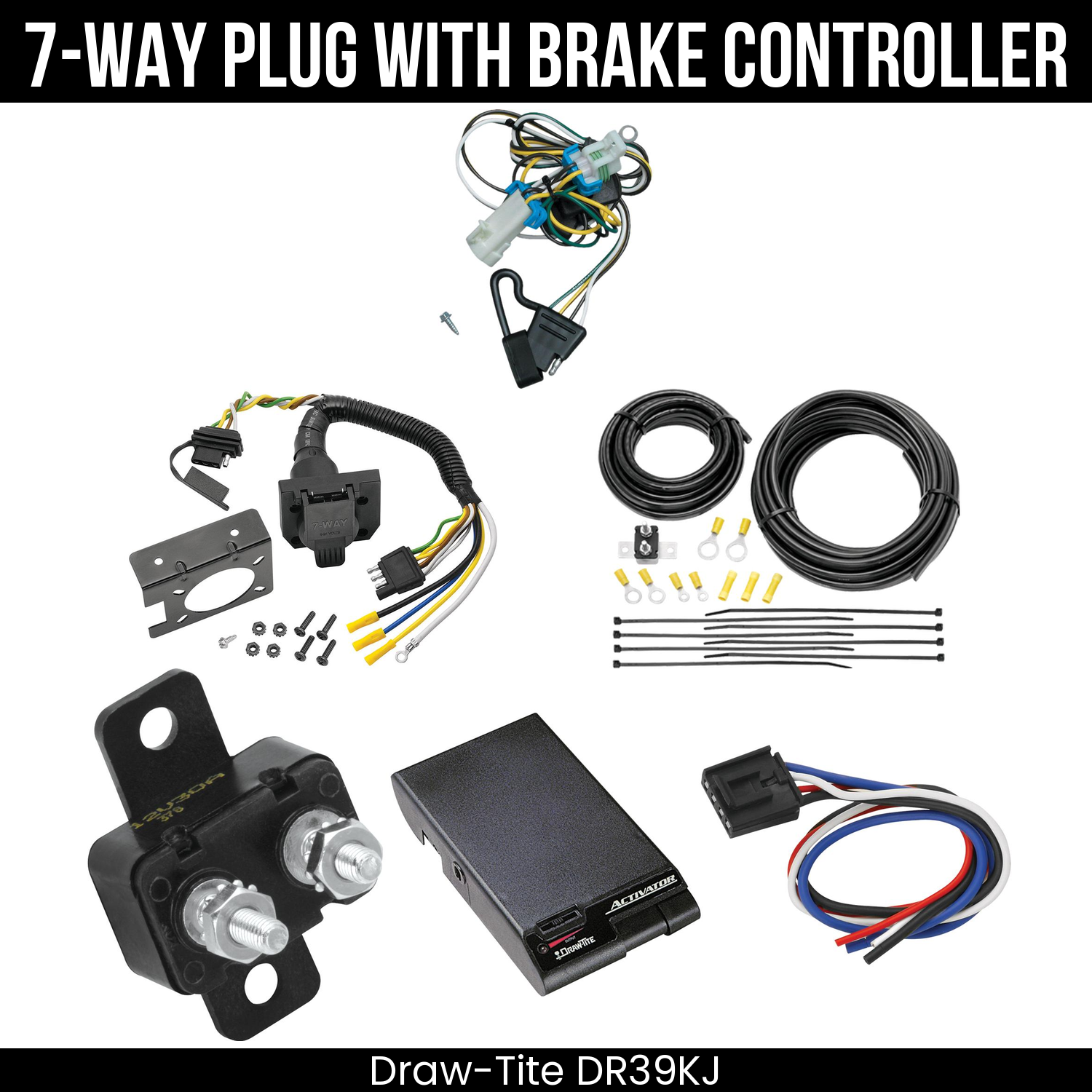 Trailer Wiring 7-Way Plug w/ Bracket , Draw-Tite Activator Brake Control
