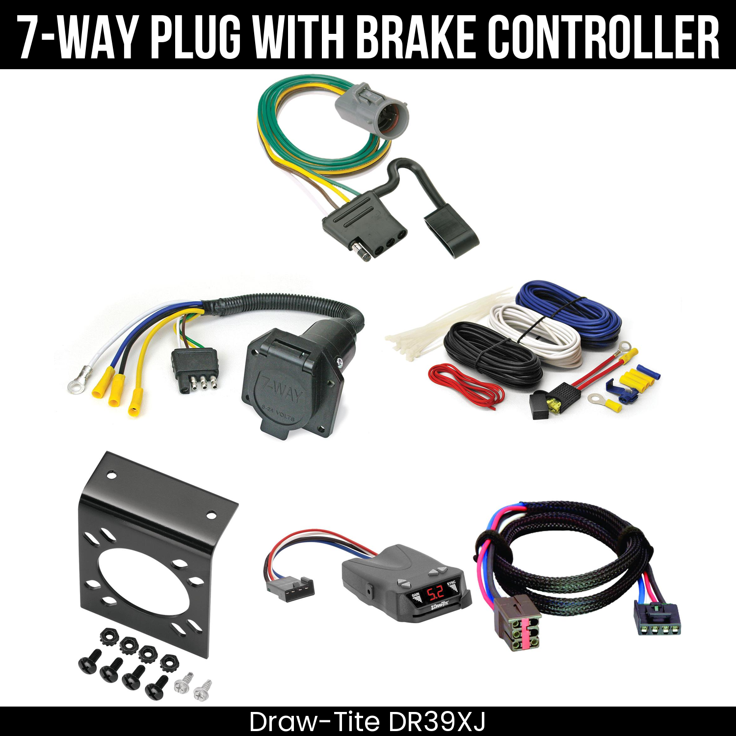 Trailer Wiring 7-Way Economy Plug w/ Bracket , Draw-Tite Activator IV Brake Control