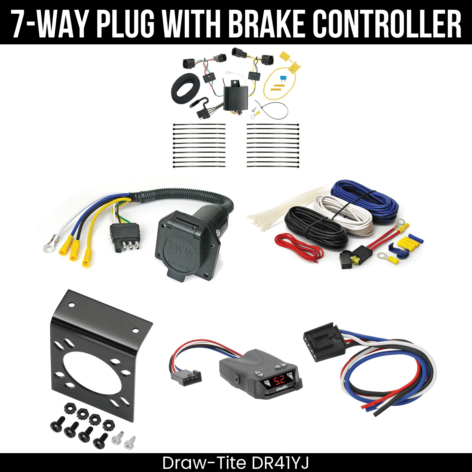 Trailer Wiring 7-Way Economy Plug w/ Bracket , Draw-Tite Activator IV Brake Control