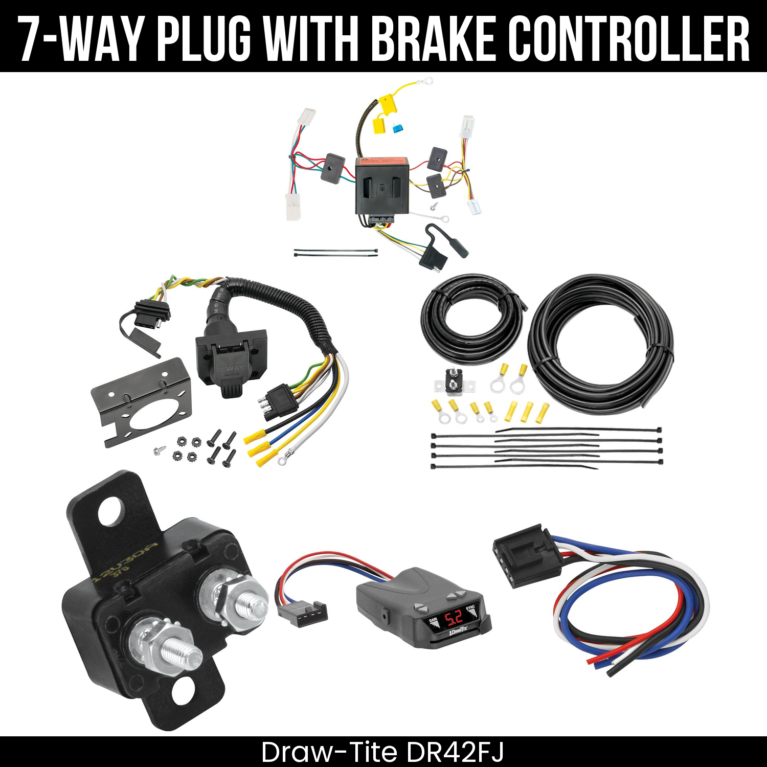 Trailer Wiring 7-Way Plug w/ Bracket , Draw-Tite Activator IV Brake Control