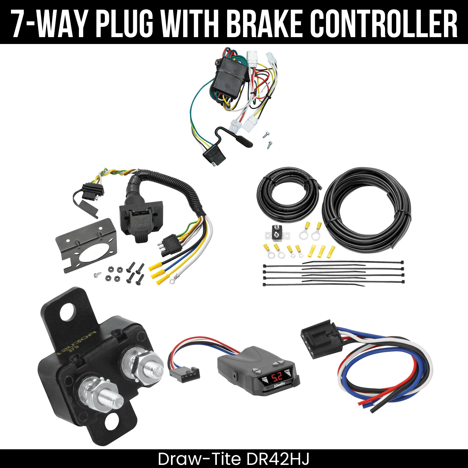 Trailer Wiring 7-Way Plug w/ Bracket , Draw-Tite Activator IV Brake Control