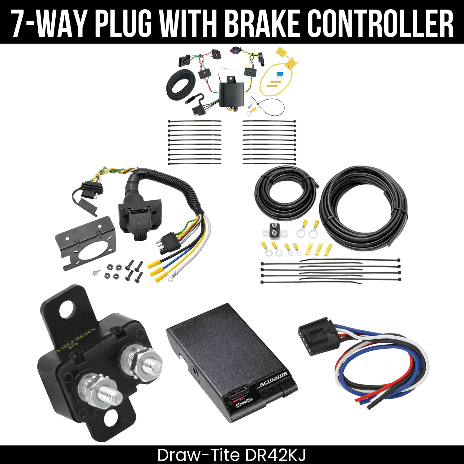 Trailer Wiring 7-Way Plug w/ Bracket , Draw-Tite Activator Brake Control