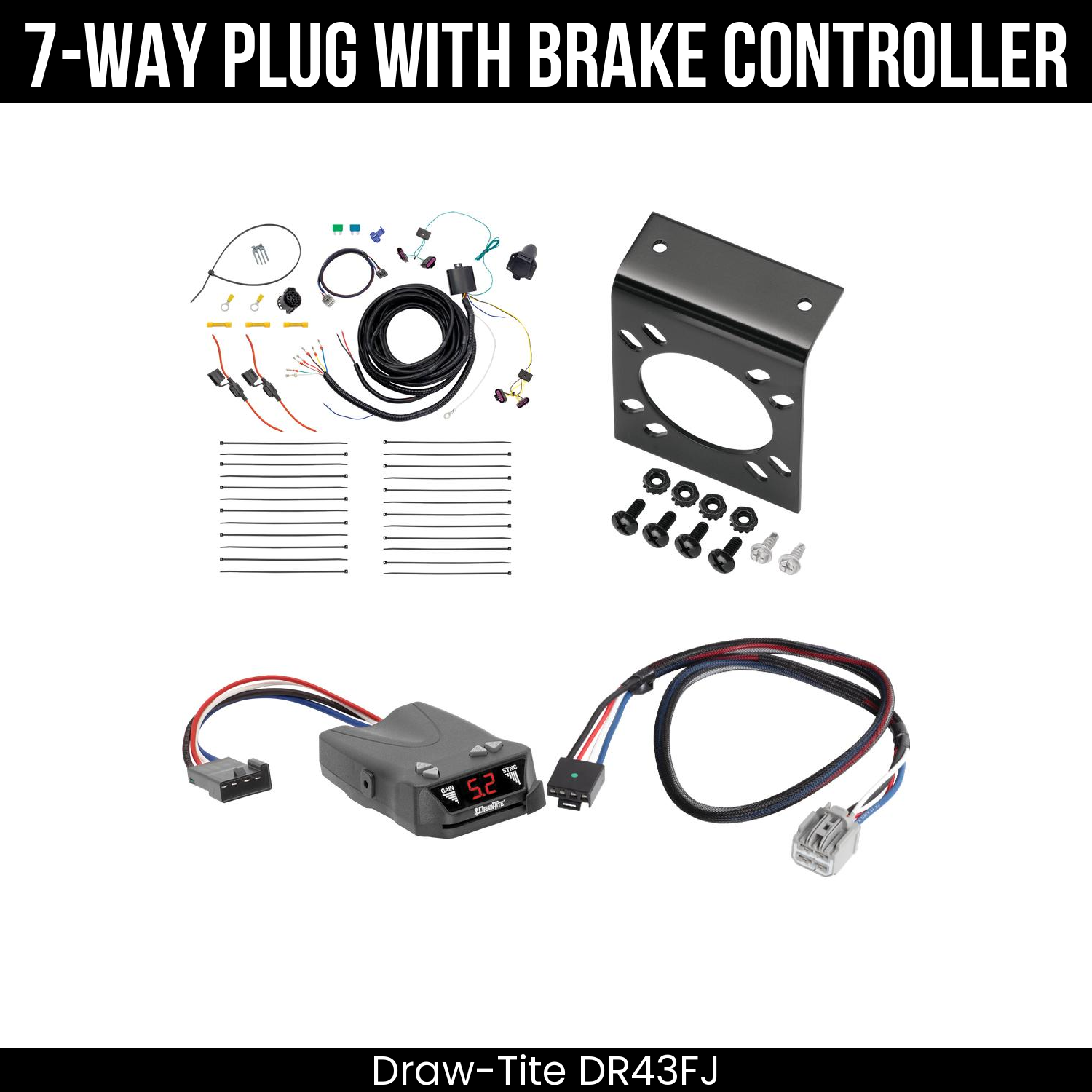 Trailer Wiring 7-Way Plug w/ Bracket , Draw-Tite Activator IV Brake Control