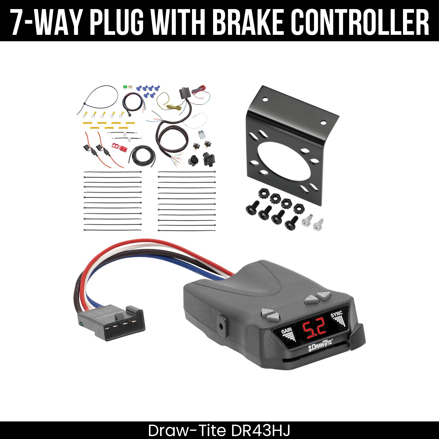 Trailer Wiring 7-Way Plug w/ Bracket , Draw-Tite Activator IV Brake Control
