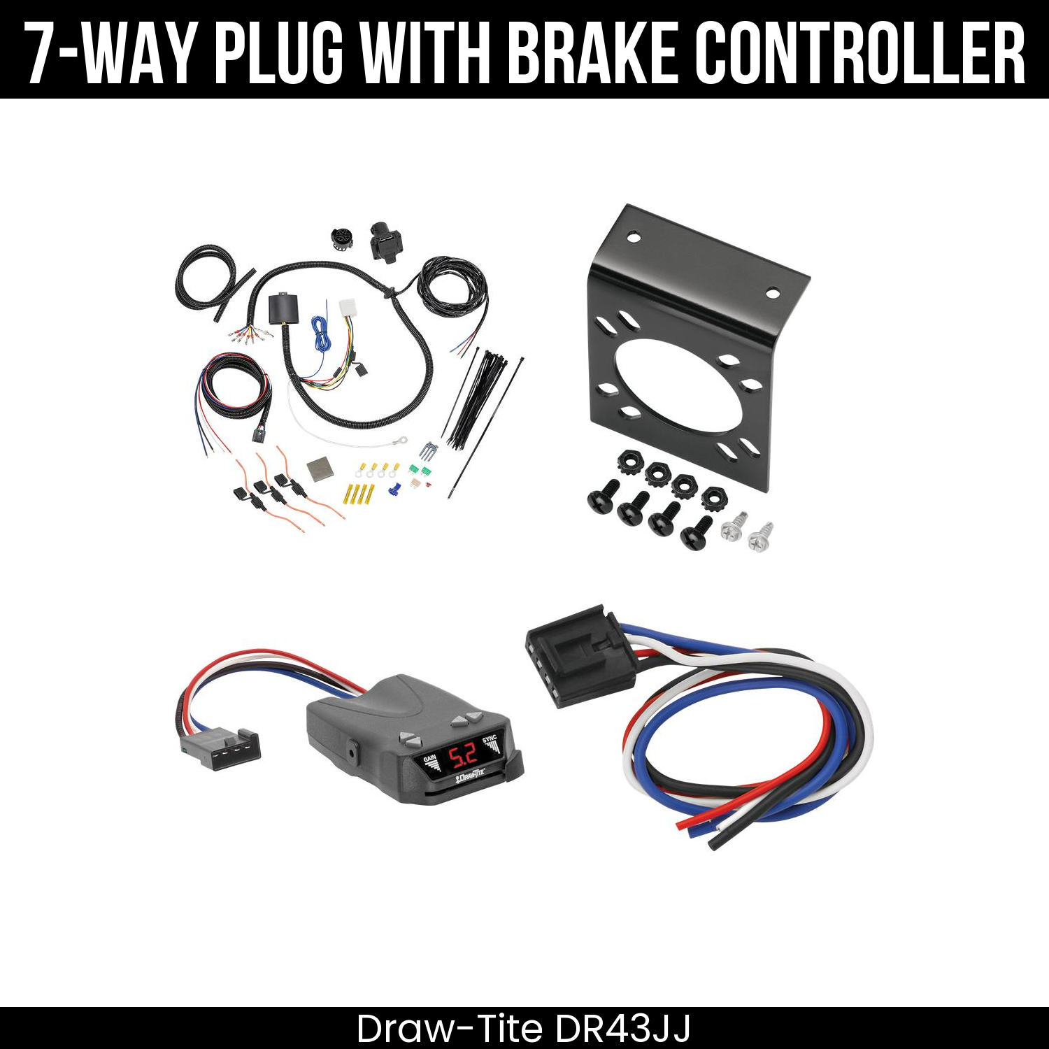 Trailer Wiring 7-Way Plug w/ Bracket , Draw-Tite Activator IV Brake Control