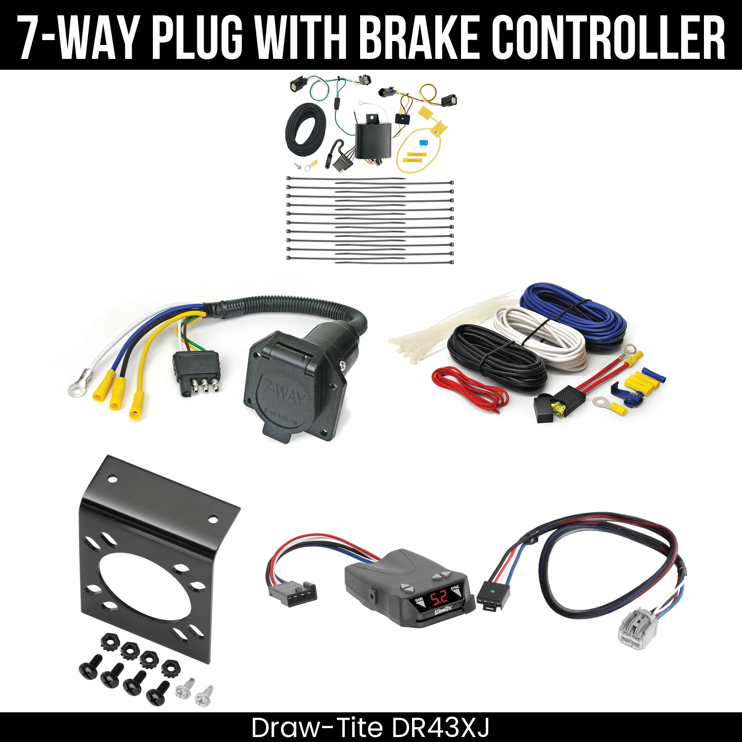 Trailer Wiring 7-Way Economy Plug w/ Bracket , Draw-Tite Activator IV Brake Control