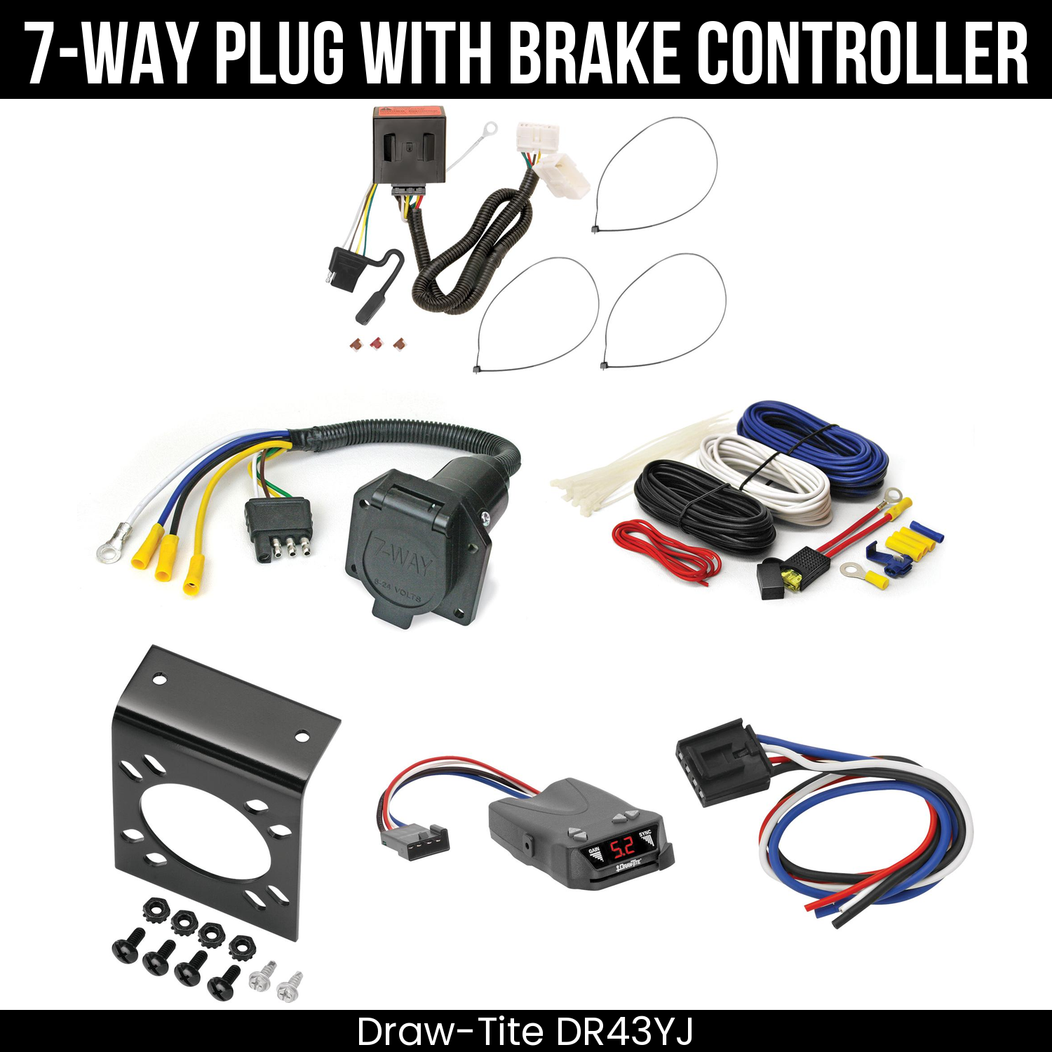 Trailer Wiring 7-Way Economy Plug w/ Bracket , Draw-Tite Activator IV Brake Control
