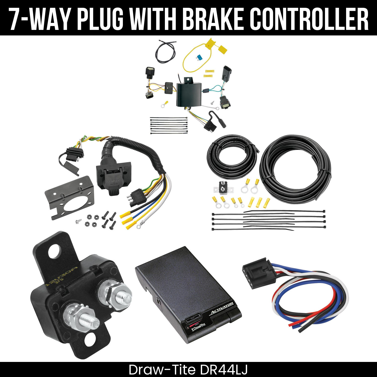 Trailer Wiring 7-Way Plug w/ Bracket , Draw-Tite Activator Brake Control