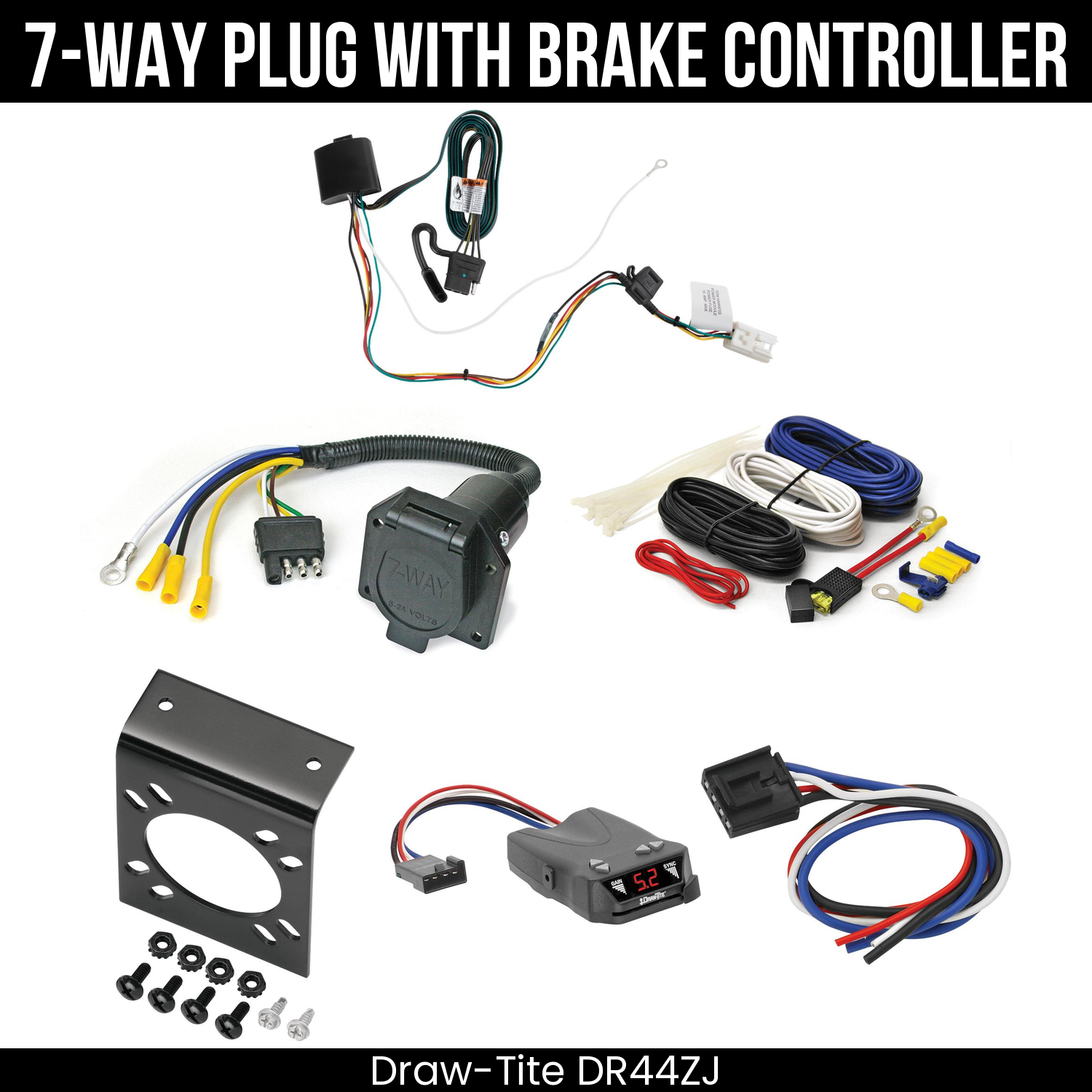 Trailer Wiring 7-Way Economy Plug w/ Bracket , Draw-Tite Activator IV Brake Control