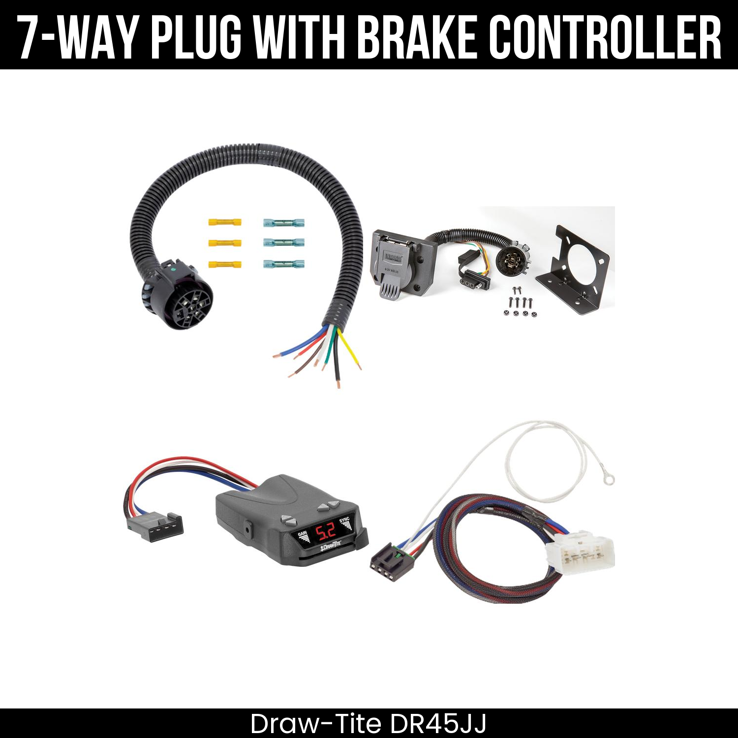 Trailer Wiring 7-Way Plug w/ Bracket , Draw-Tite Activator IV Brake Control