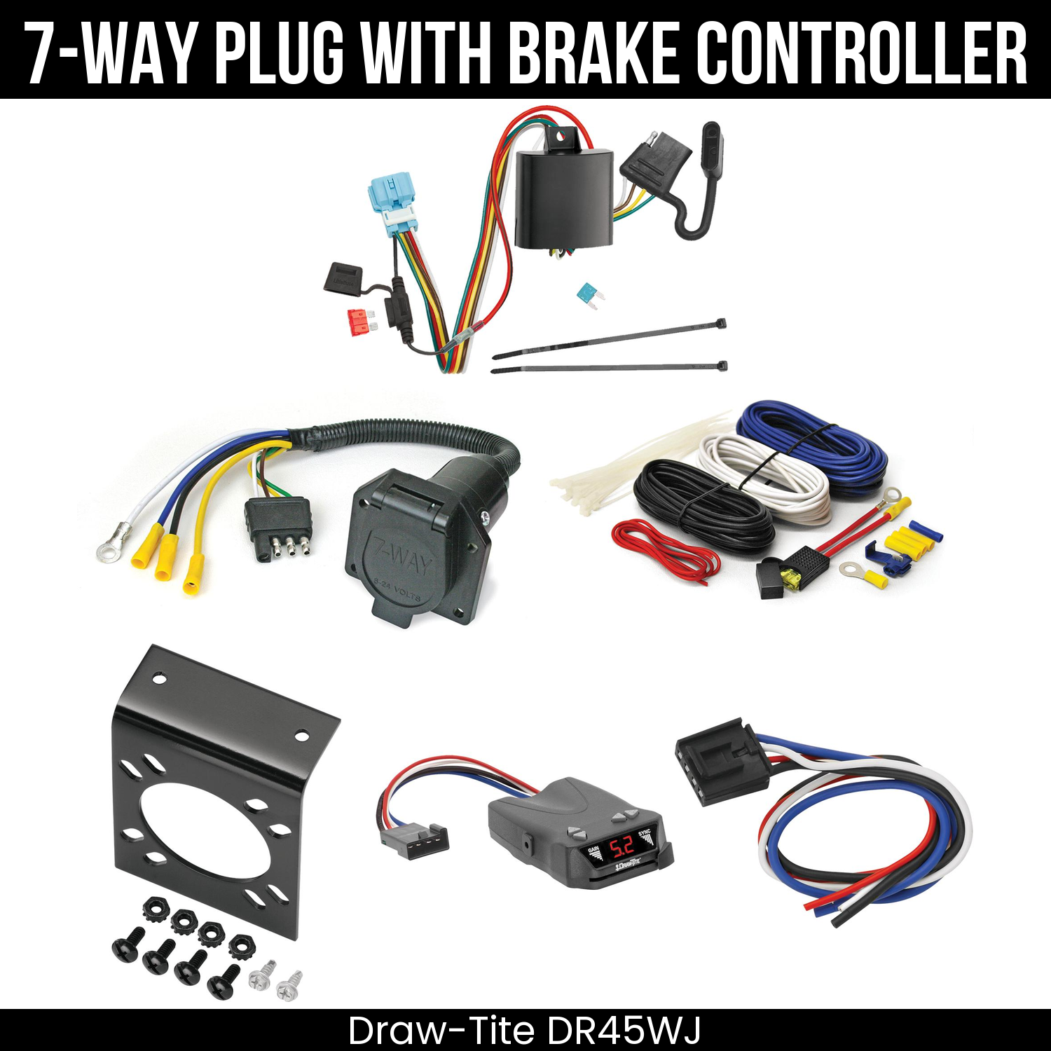Trailer Wiring 7-Way Economy Plug w/ Bracket , Draw-Tite Activator IV Brake Control
