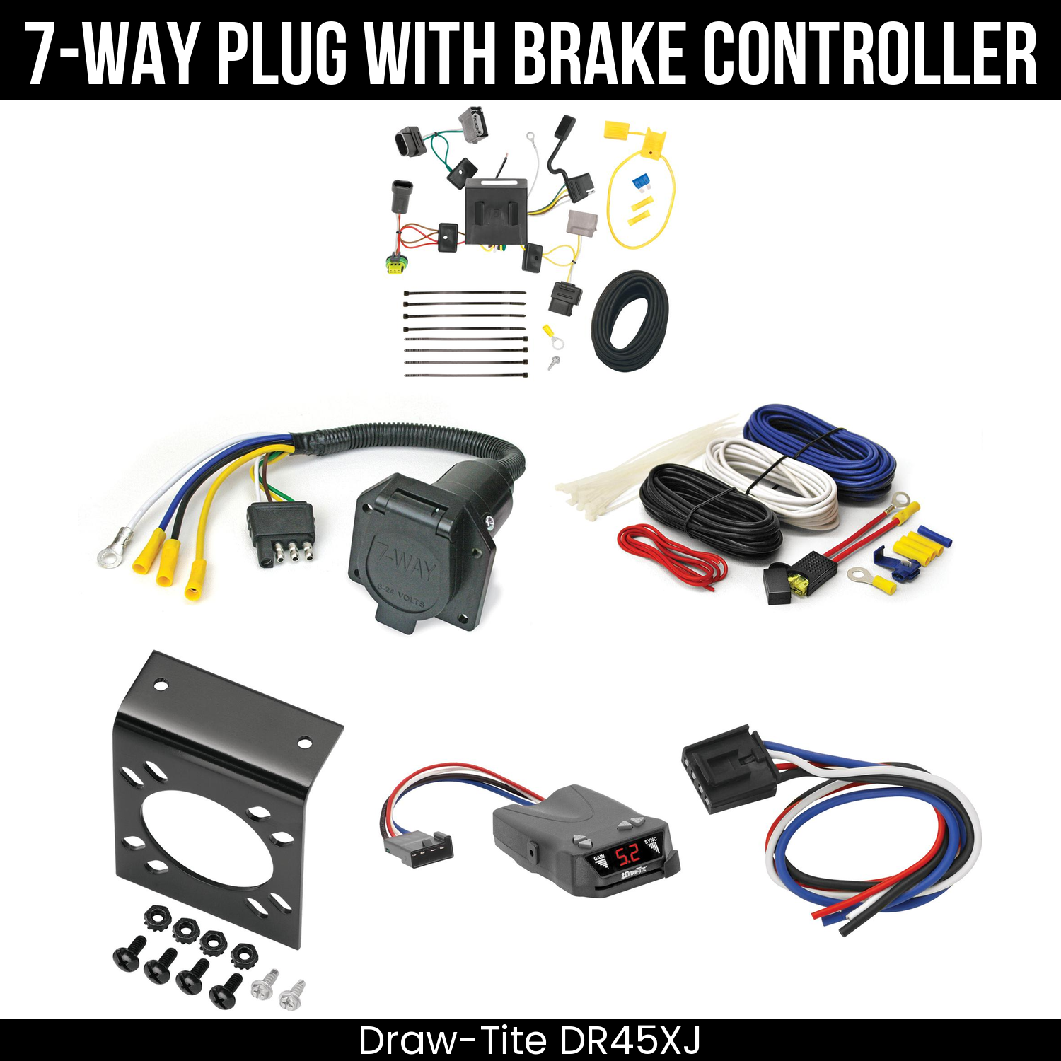 Trailer Wiring 7-Way Economy Plug w/ Bracket , Draw-Tite Activator IV Brake Control