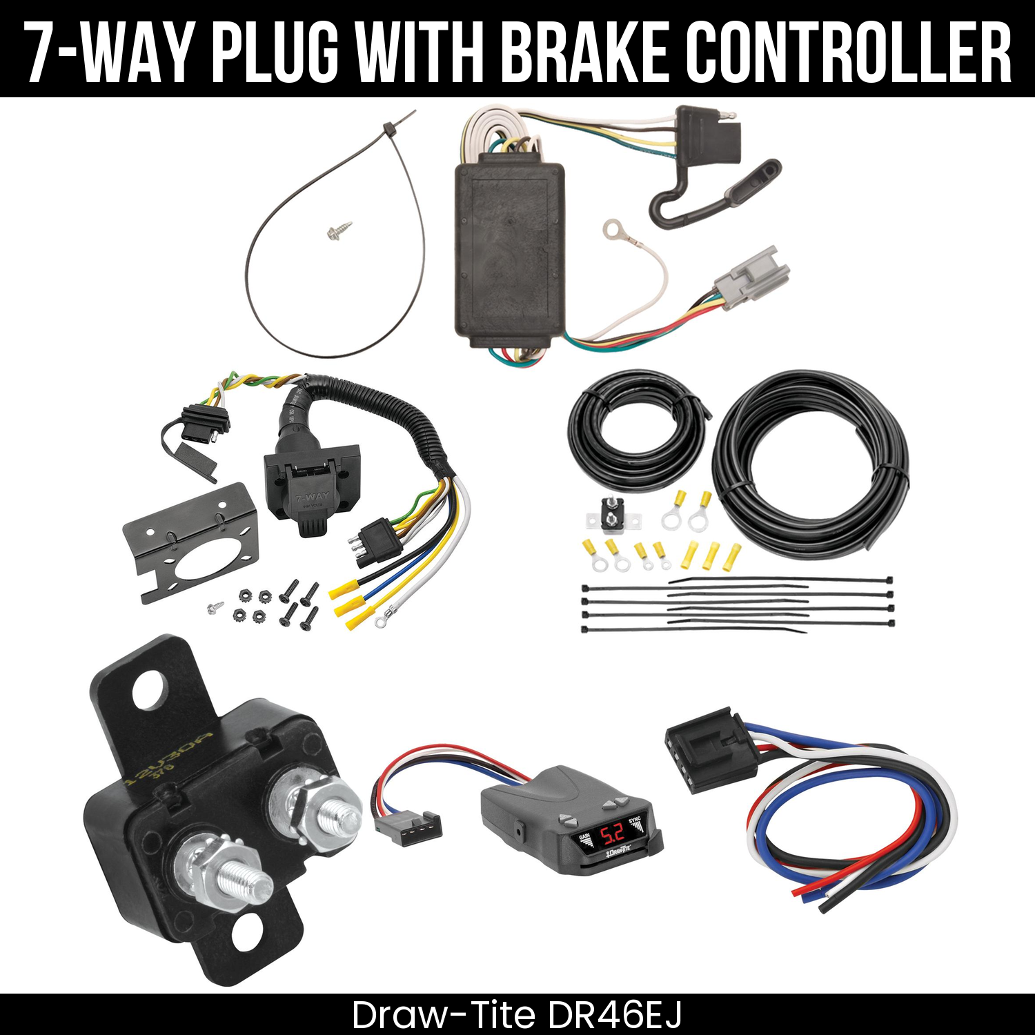 Trailer Wiring 7-Way Plug w/ Bracket , Draw-Tite Activator IV Brake Control