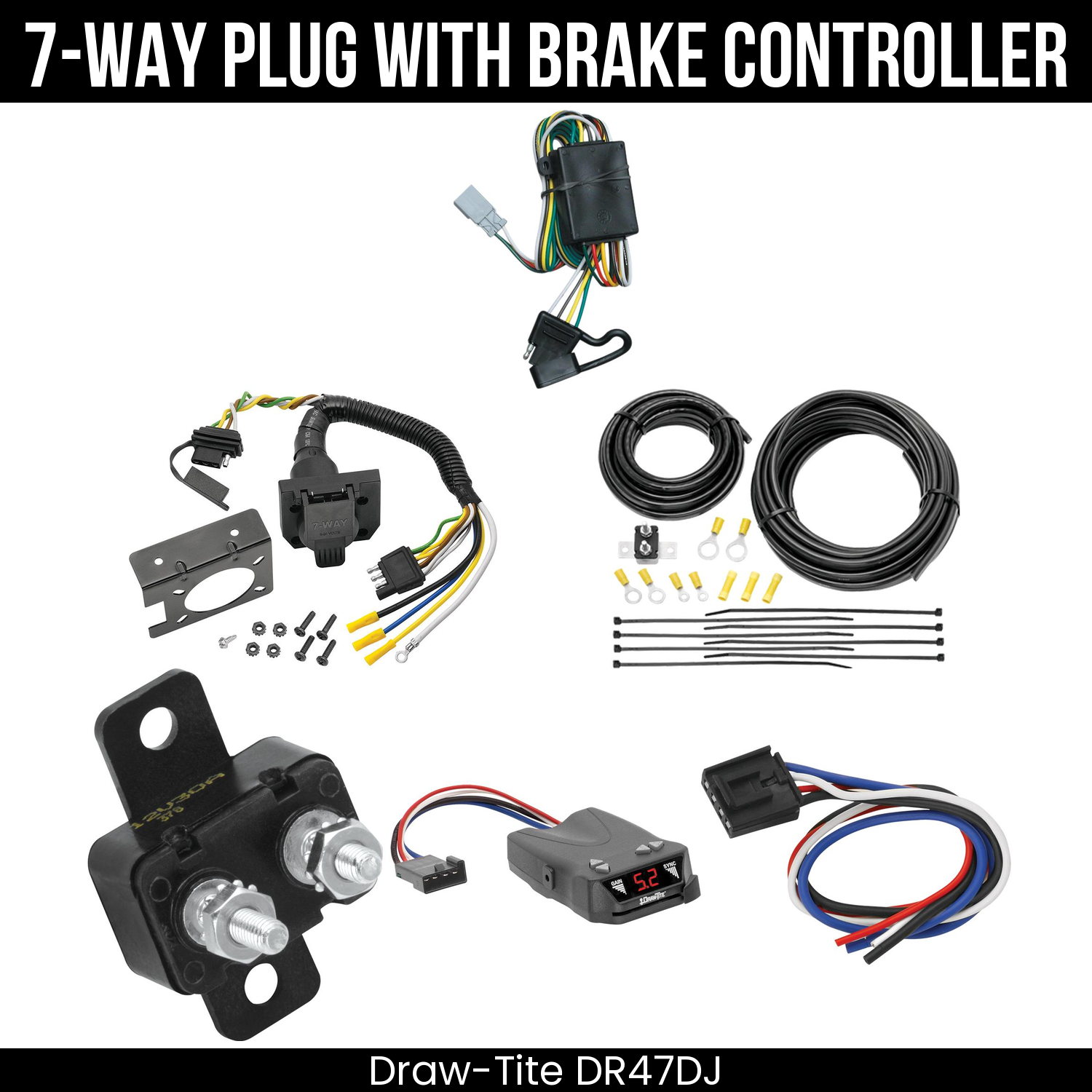 Trailer Wiring 7-Way Plug w/ Bracket , Draw-Tite Activator IV Brake Control