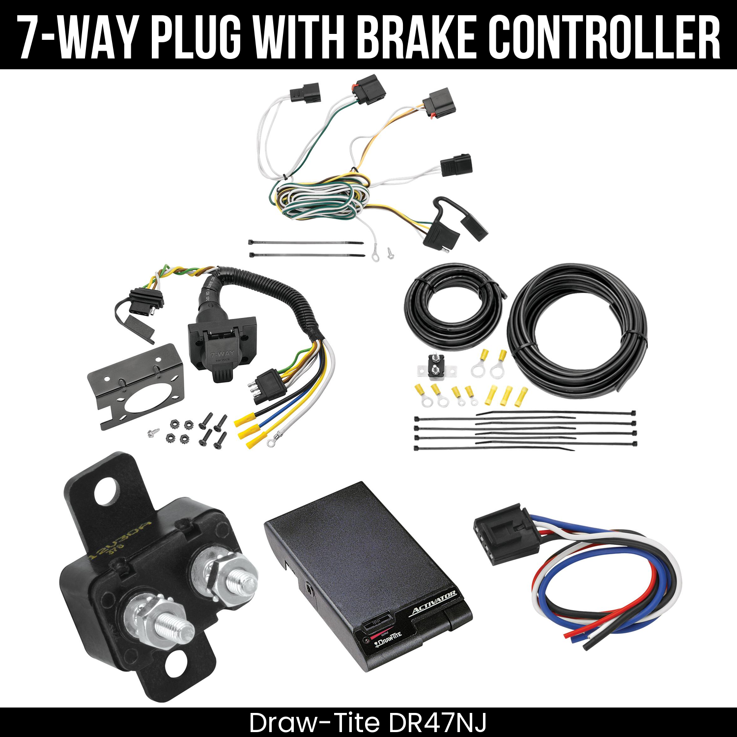 Trailer Wiring 7-Way Plug w/ Bracket , Draw-Tite Activator Brake Control