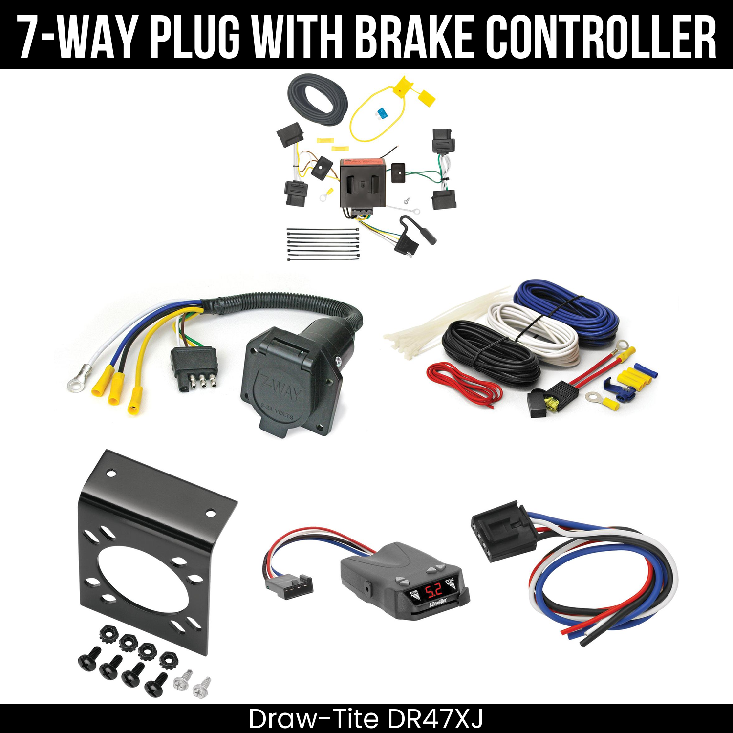 Trailer Wiring 7-Way Economy Plug w/ Bracket , Draw-Tite Activator IV Brake Control