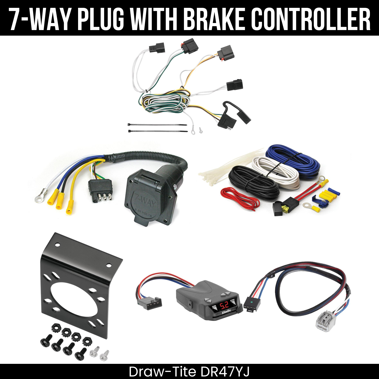 Trailer Wiring 7-Way Economy Plug w/ Bracket , Draw-Tite Activator IV Brake Control
