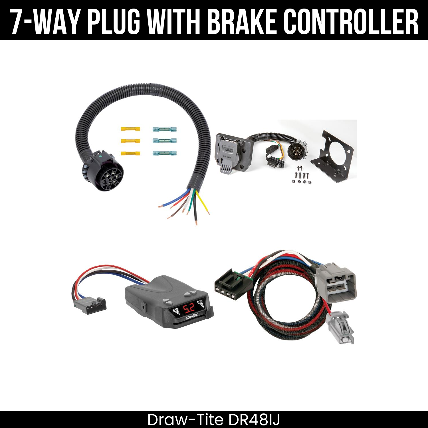 Trailer Wiring 7-Way Plug w/ Bracket , Draw-Tite Activator IV Brake Control
