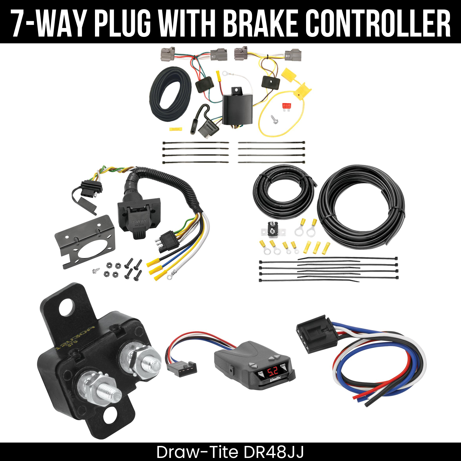 Trailer Wiring 7-Way Plug w/ Bracket , Draw-Tite Activator IV Brake Control
