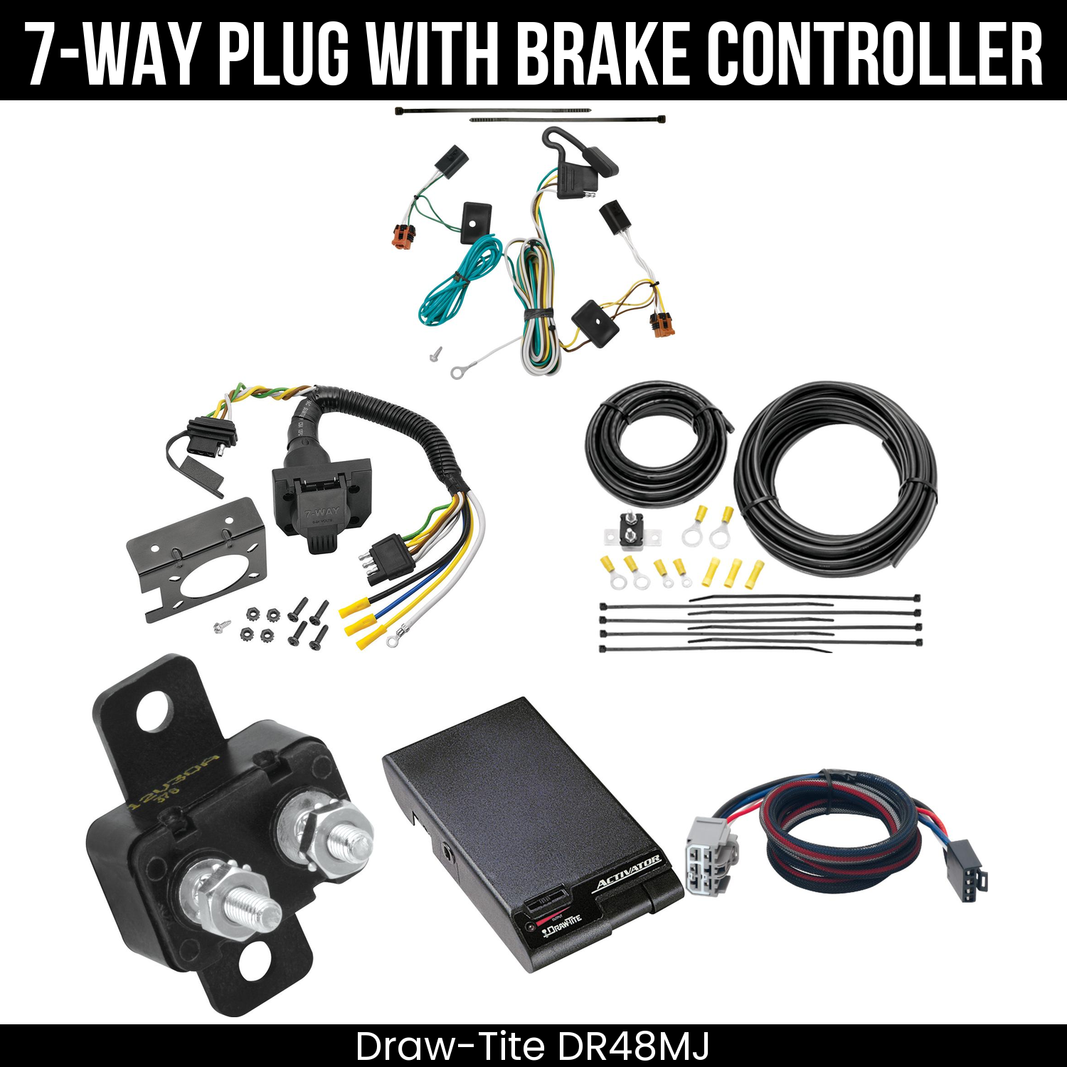 Trailer Wiring 7-Way Plug w/ Bracket , Draw-Tite Activator Brake Control
