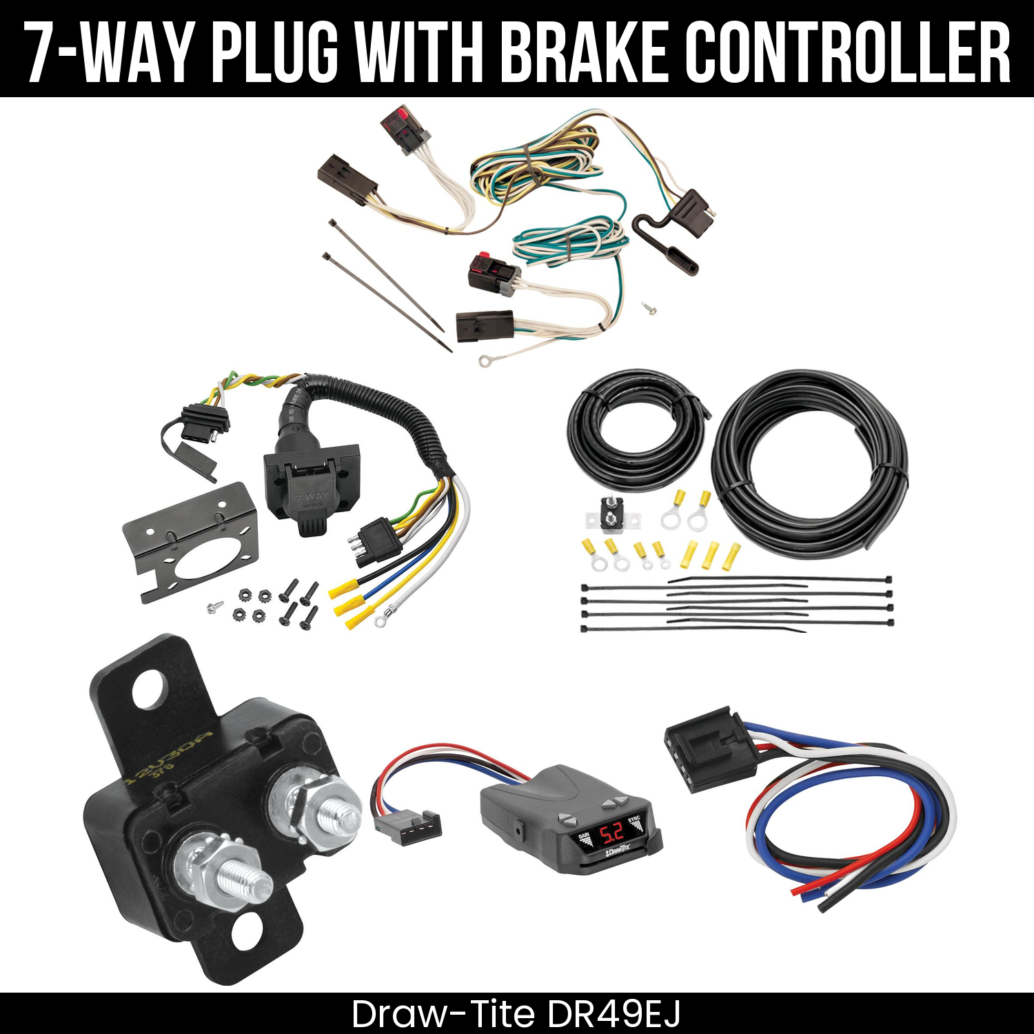 Trailer Wiring 7-Way Plug w/ Bracket , Draw-Tite Activator IV Brake Control
