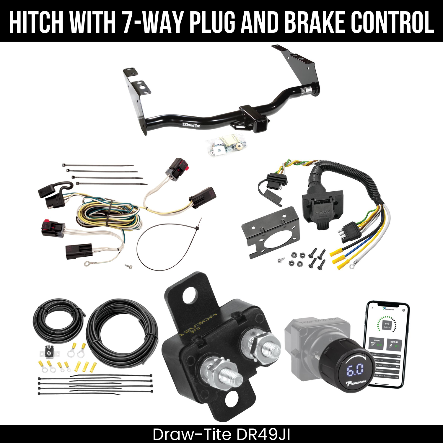 Draw Tite DR49JI Hitch With 7 Way Plug And Brake Control Bundle Featureimg