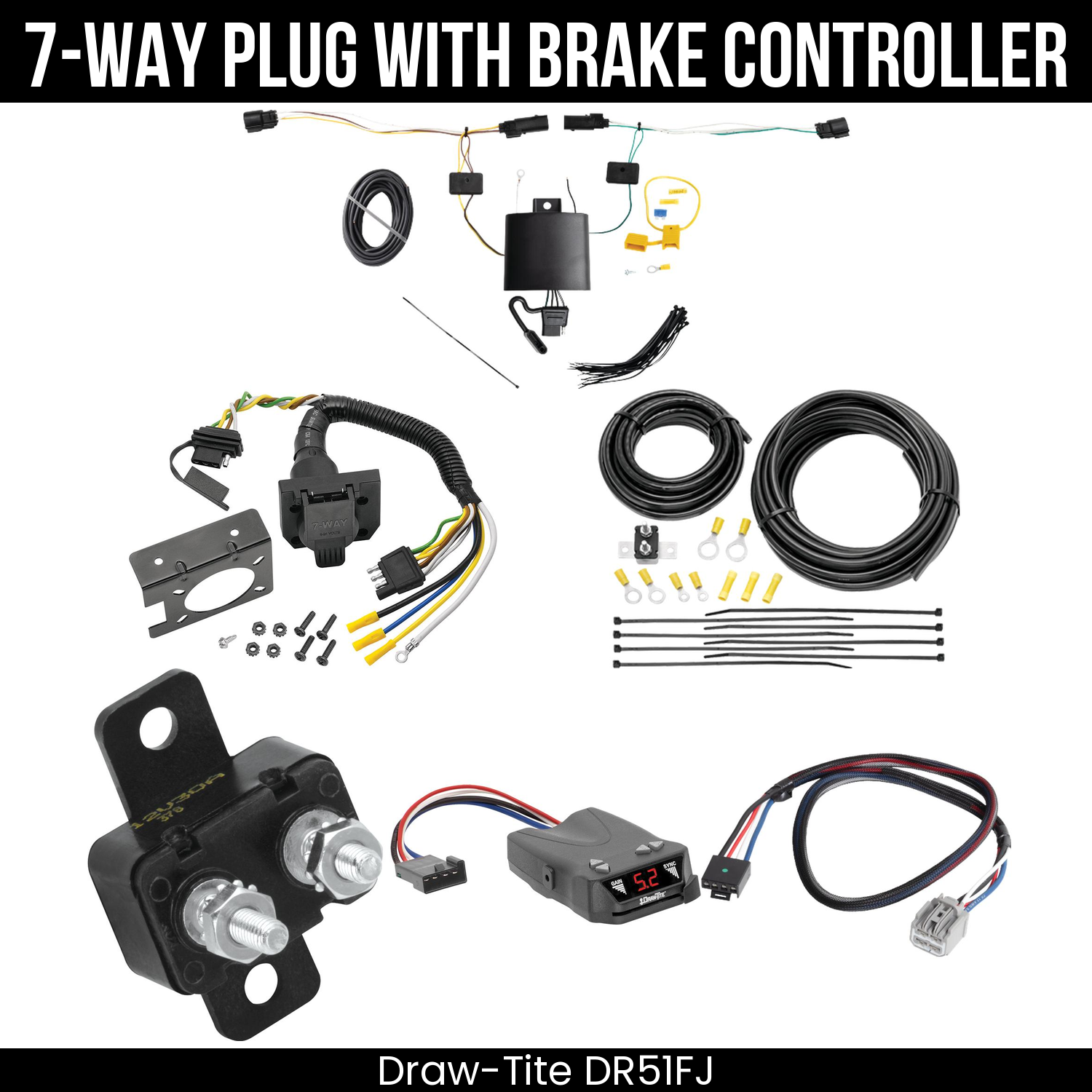 Trailer Wiring 7-Way Plug w/ Bracket , Draw-Tite Activator IV Brake Control