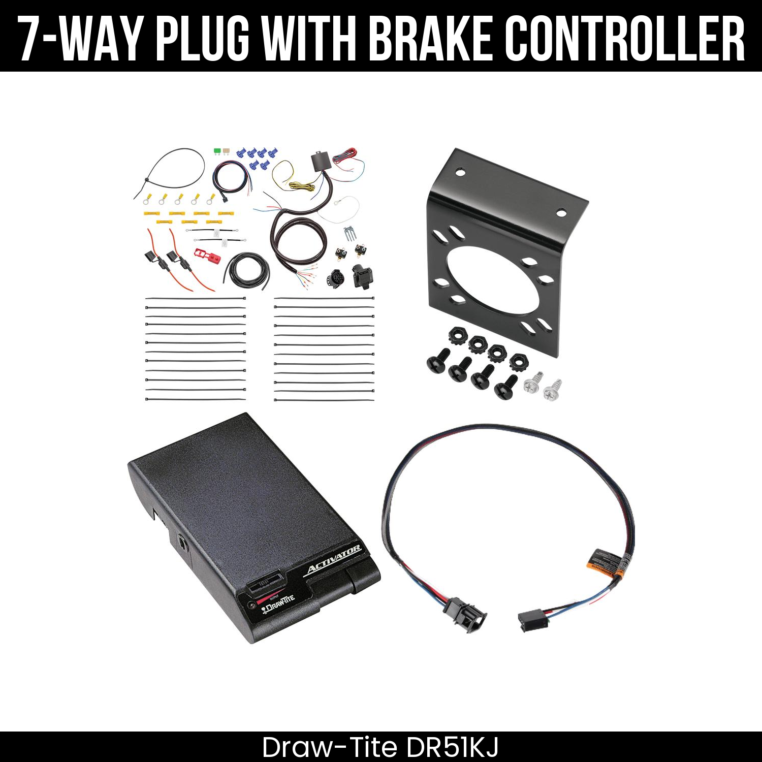 Trailer Wiring 7-Way Plug w/ Bracket , Draw-Tite Activator Brake Control
