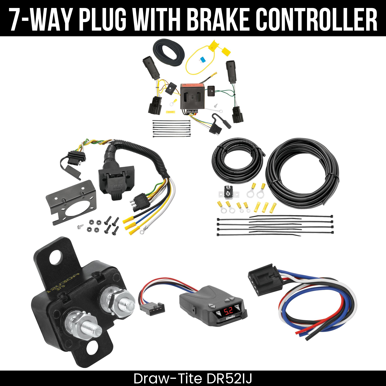 Trailer Wiring 7-Way Plug w/ Bracket , Draw-Tite Activator IV Brake Control