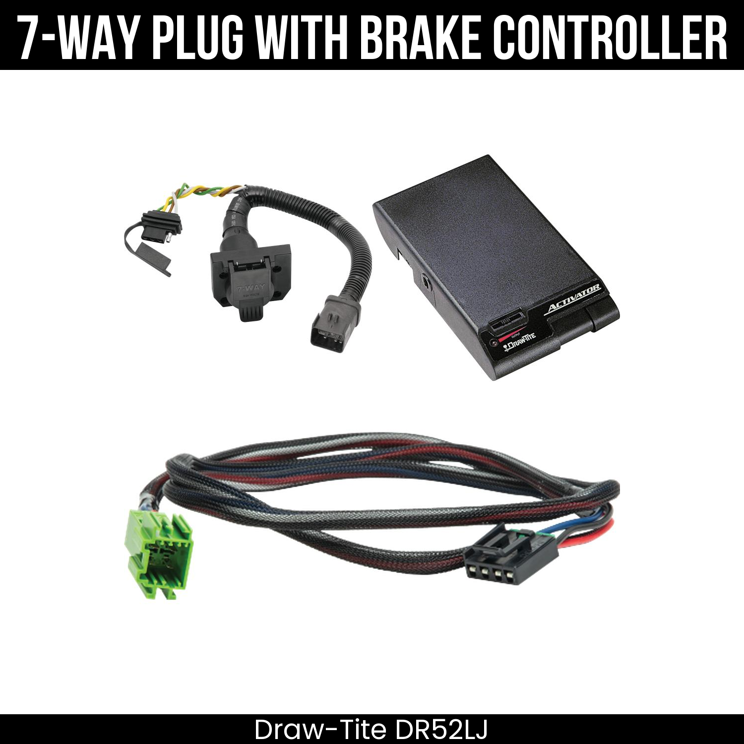 Trailer Wiring 7-Way Plug w/ Bracket , Draw-Tite Activator Brake Control