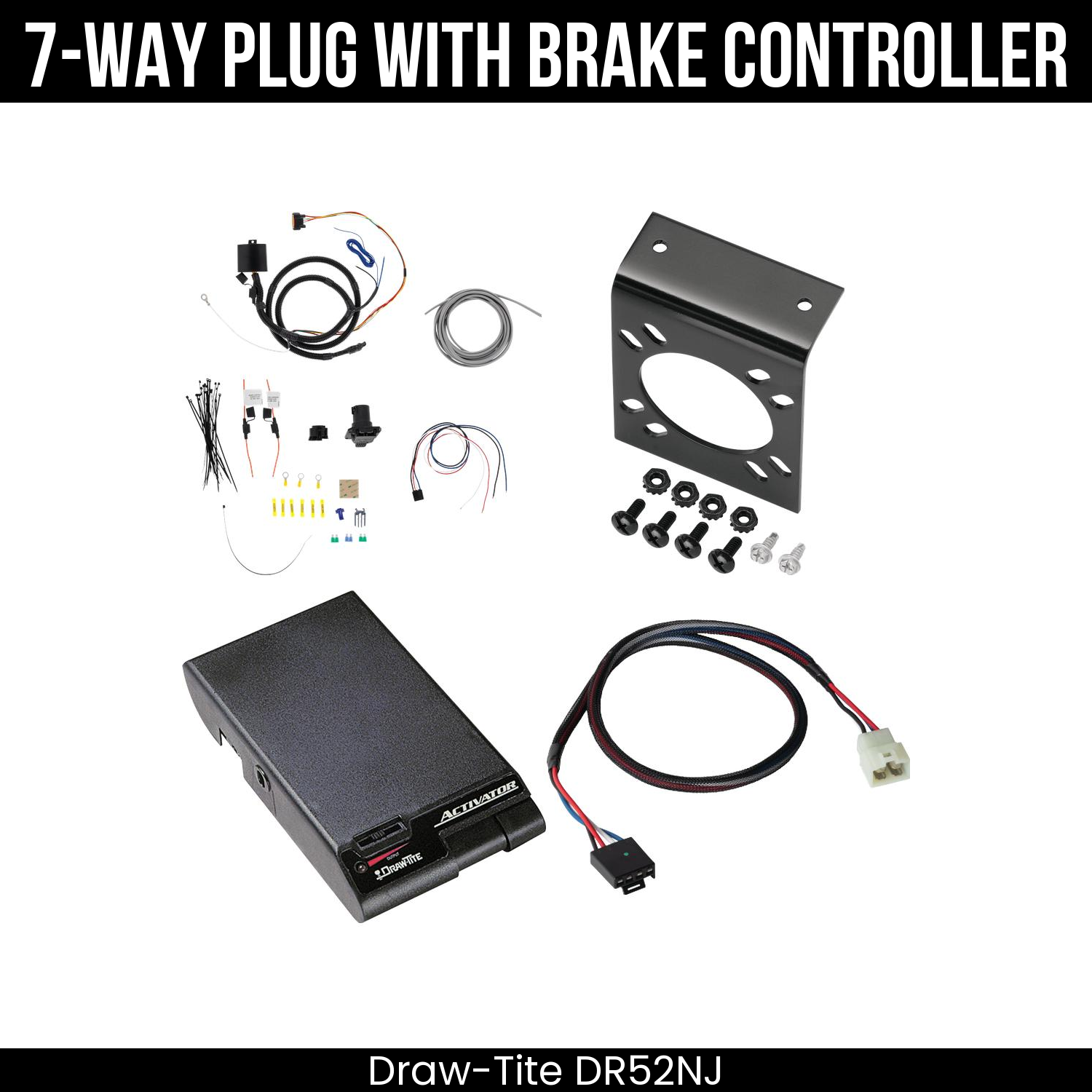 Trailer Wiring 7-Way Plug w/ Bracket , Draw-Tite Activator Brake Control
