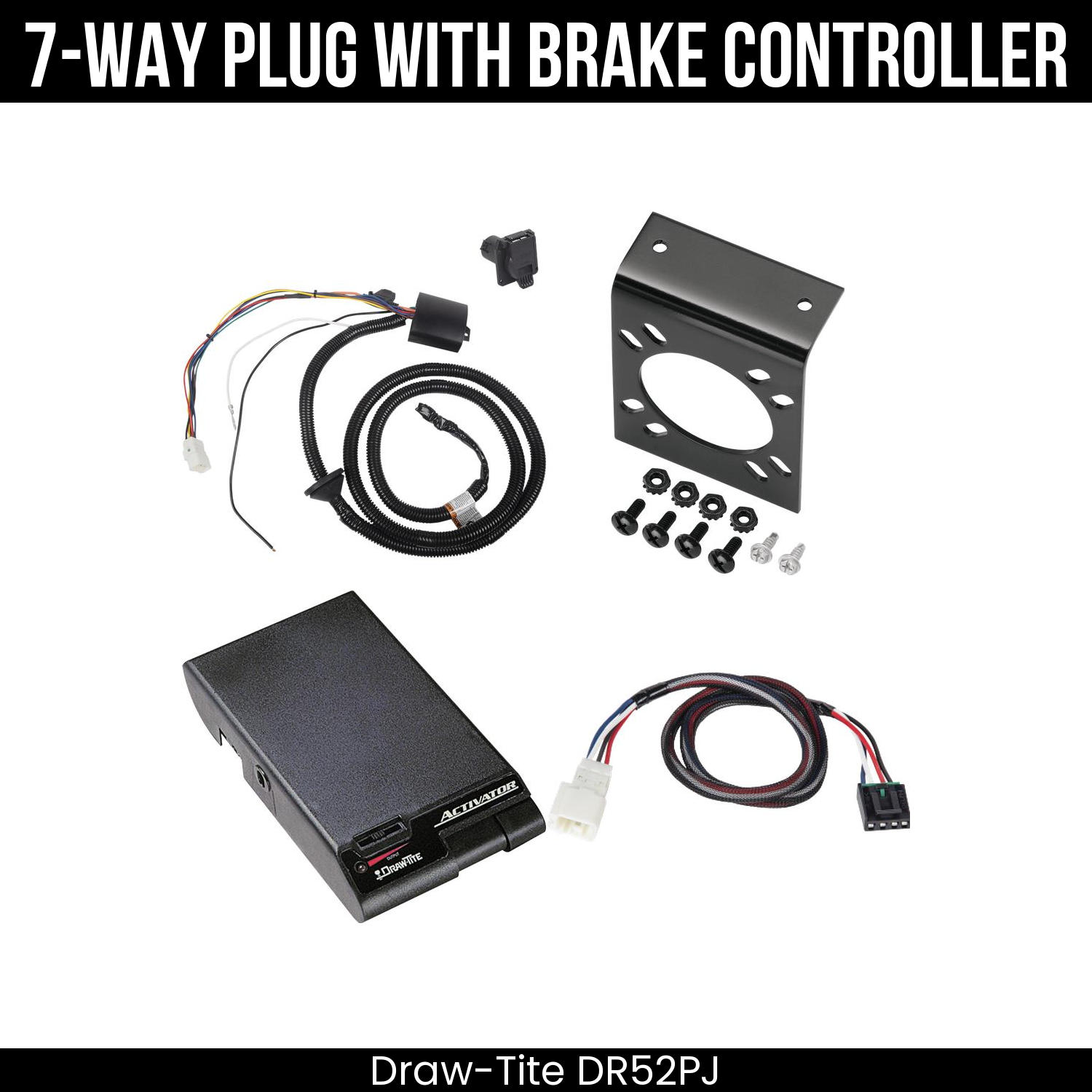 Trailer Wiring 7-Way Plug w/ Bracket , Draw-Tite Activator Brake Control