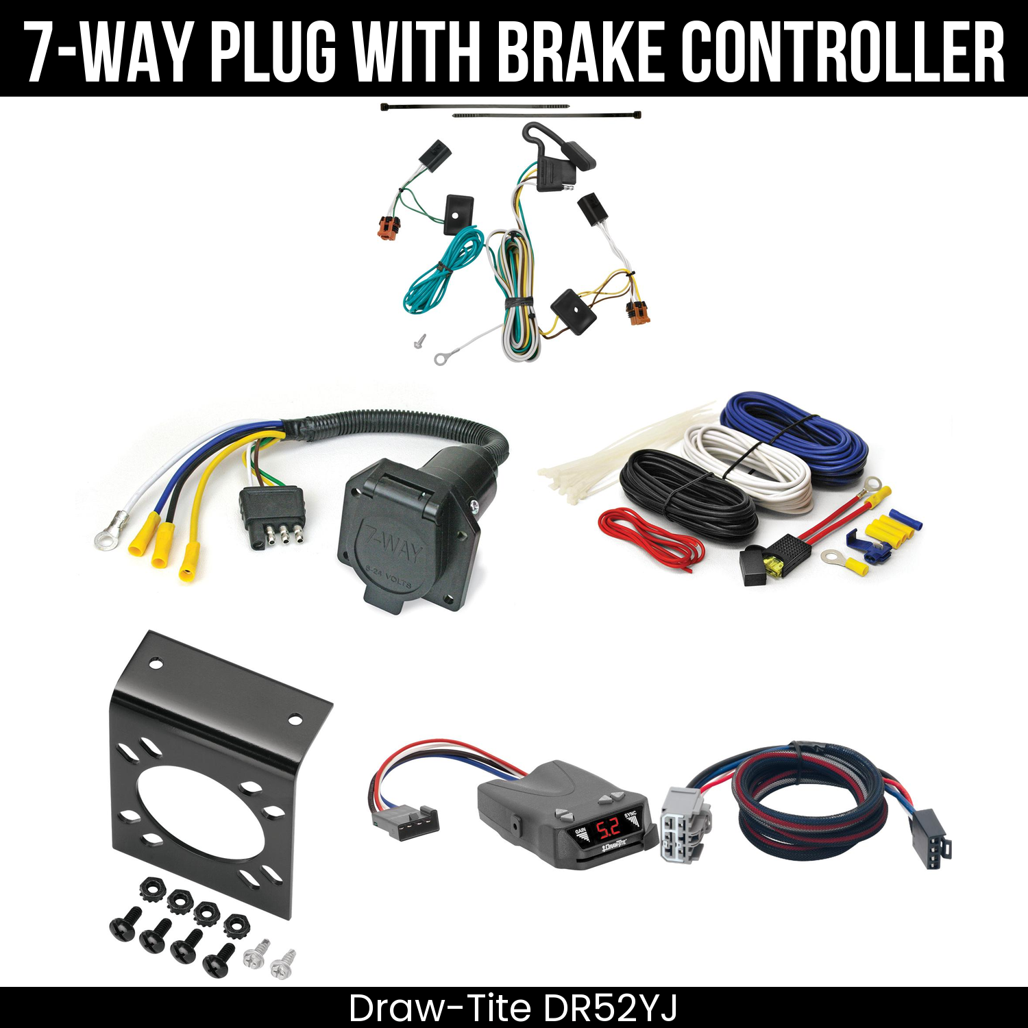Trailer Wiring 7-Way Economy Plug w/ Bracket , Draw-Tite Activator IV Brake Control