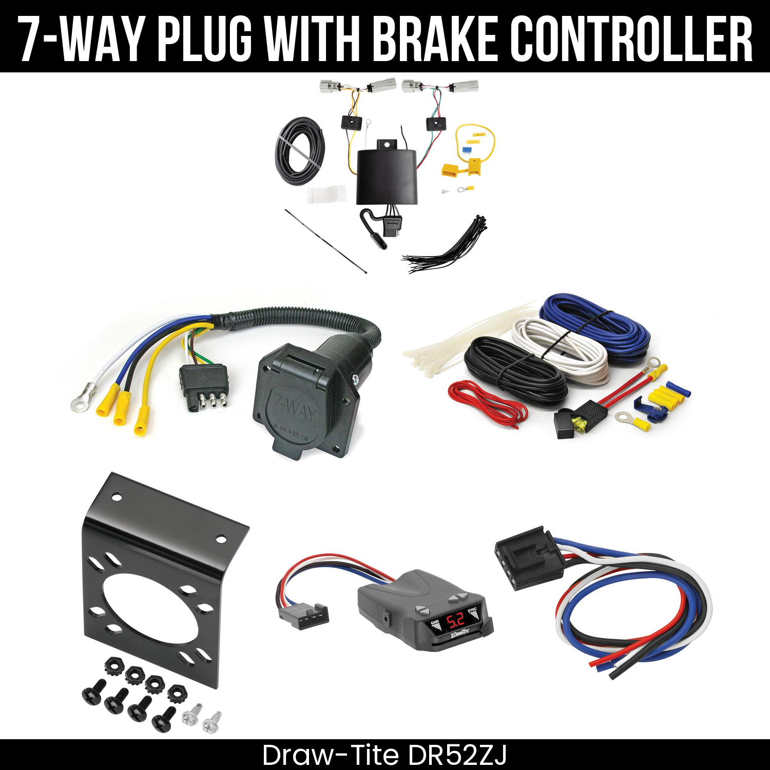 Trailer Wiring 7-Way Economy Plug w/ Bracket , Draw-Tite Activator IV Brake Control
