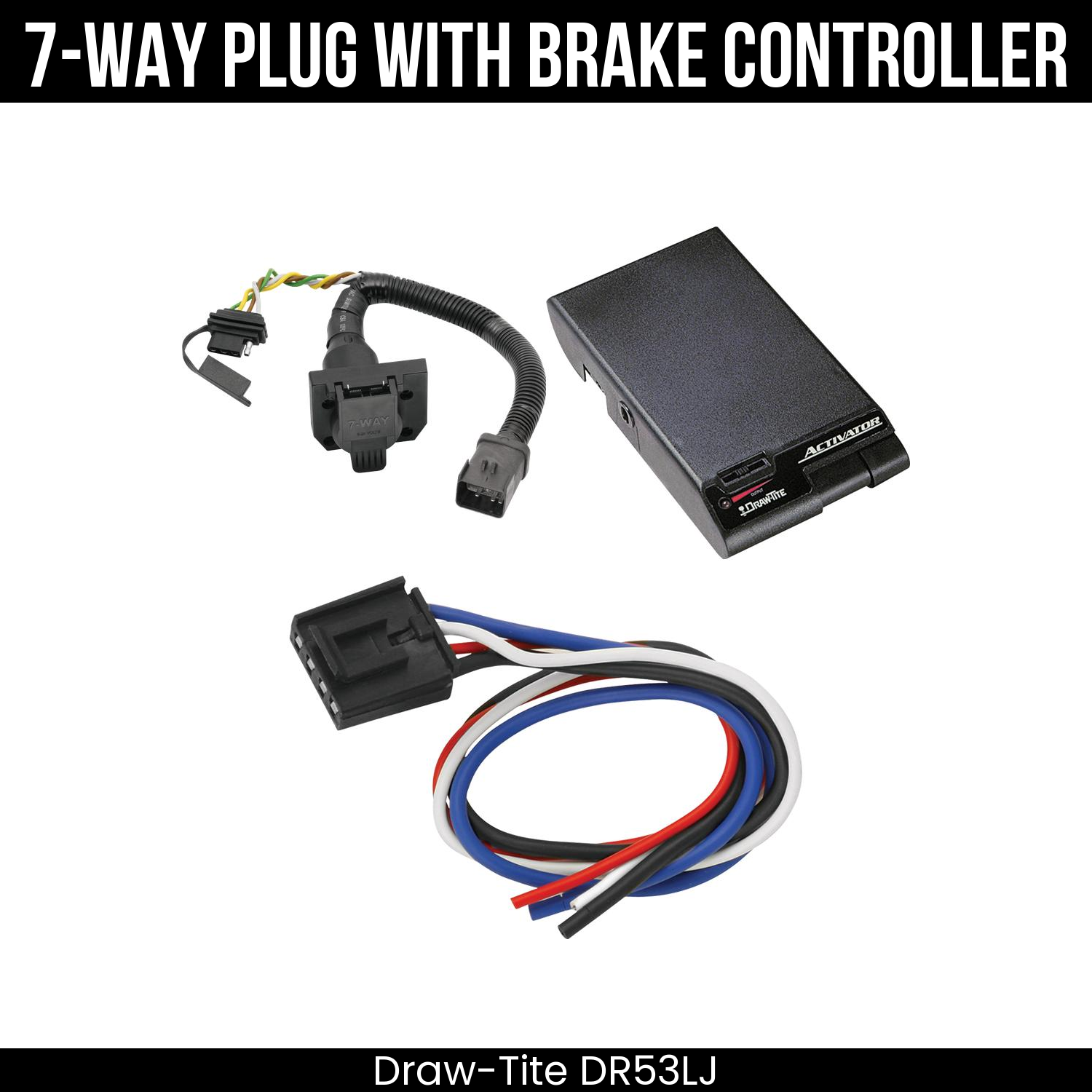 Trailer Wiring 7-Way Plug w/ Bracket , Draw-Tite Activator Brake Control