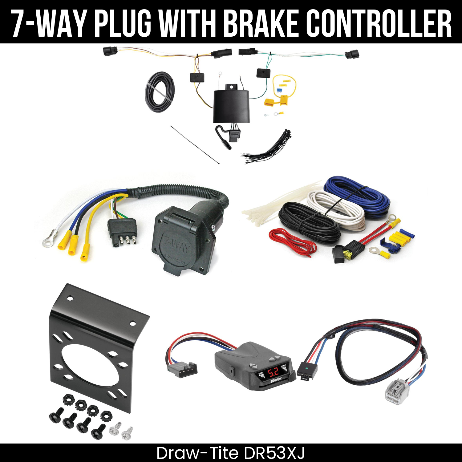 Trailer Wiring 7-Way Economy Plug w/ Bracket , Draw-Tite Activator IV Brake Control