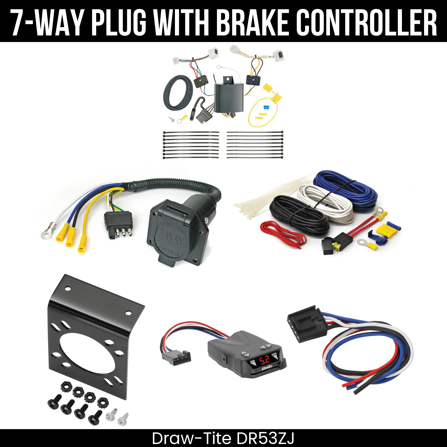 Trailer Wiring 7-Way Economy Plug w/ Bracket , Draw-Tite Activator IV Brake Control