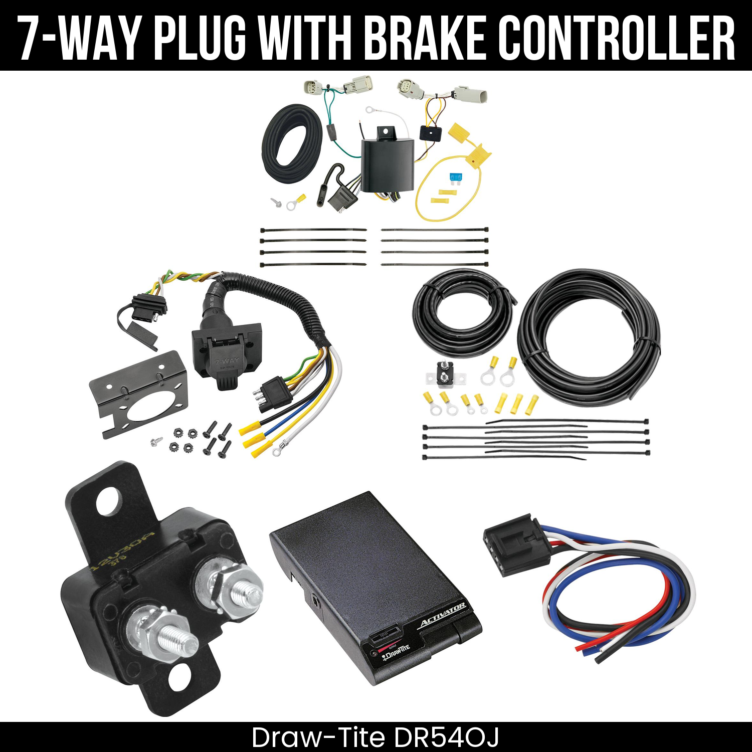 Trailer Wiring 7-Way Plug w/ Bracket , Draw-Tite Activator Brake Control