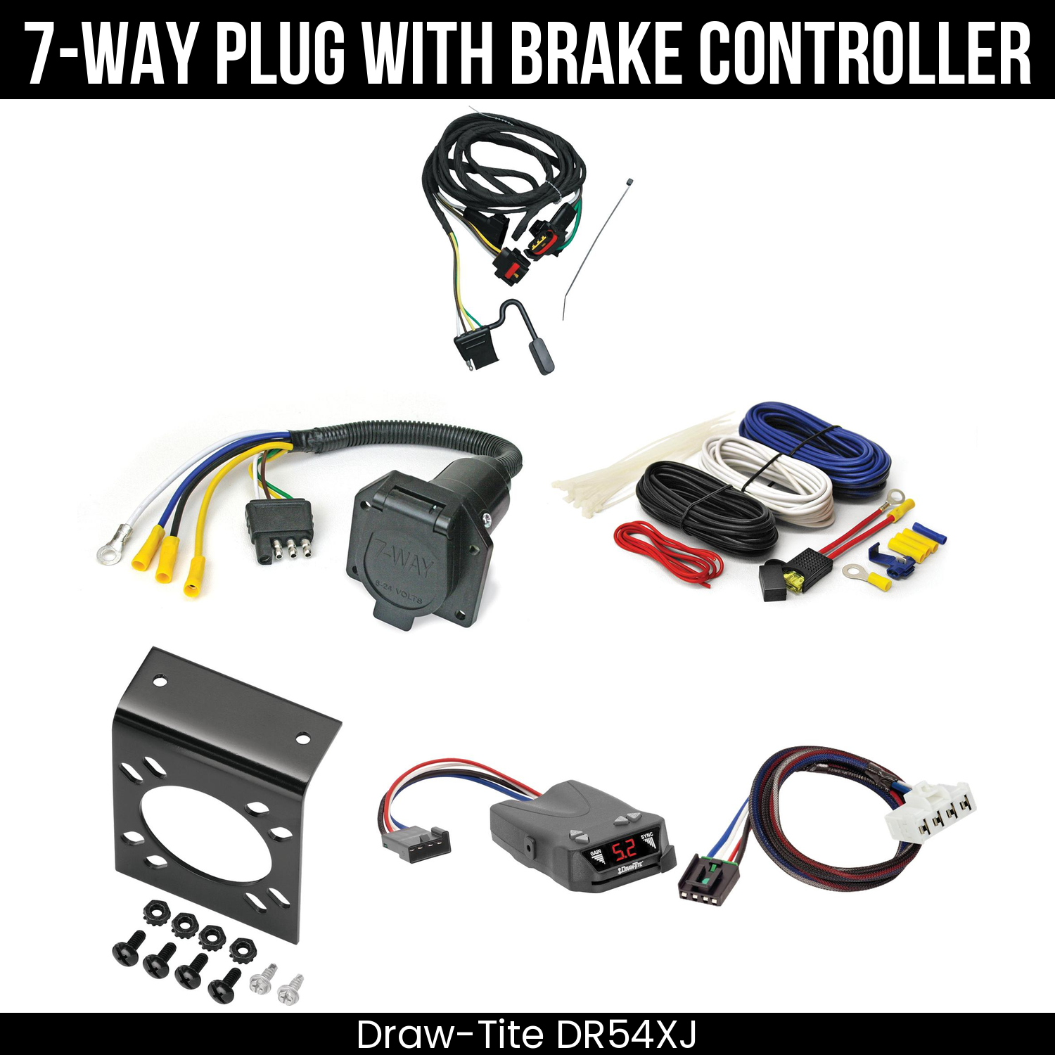 Trailer Wiring 7-Way Economy Plug w/ Bracket , Draw-Tite Activator IV Brake Control