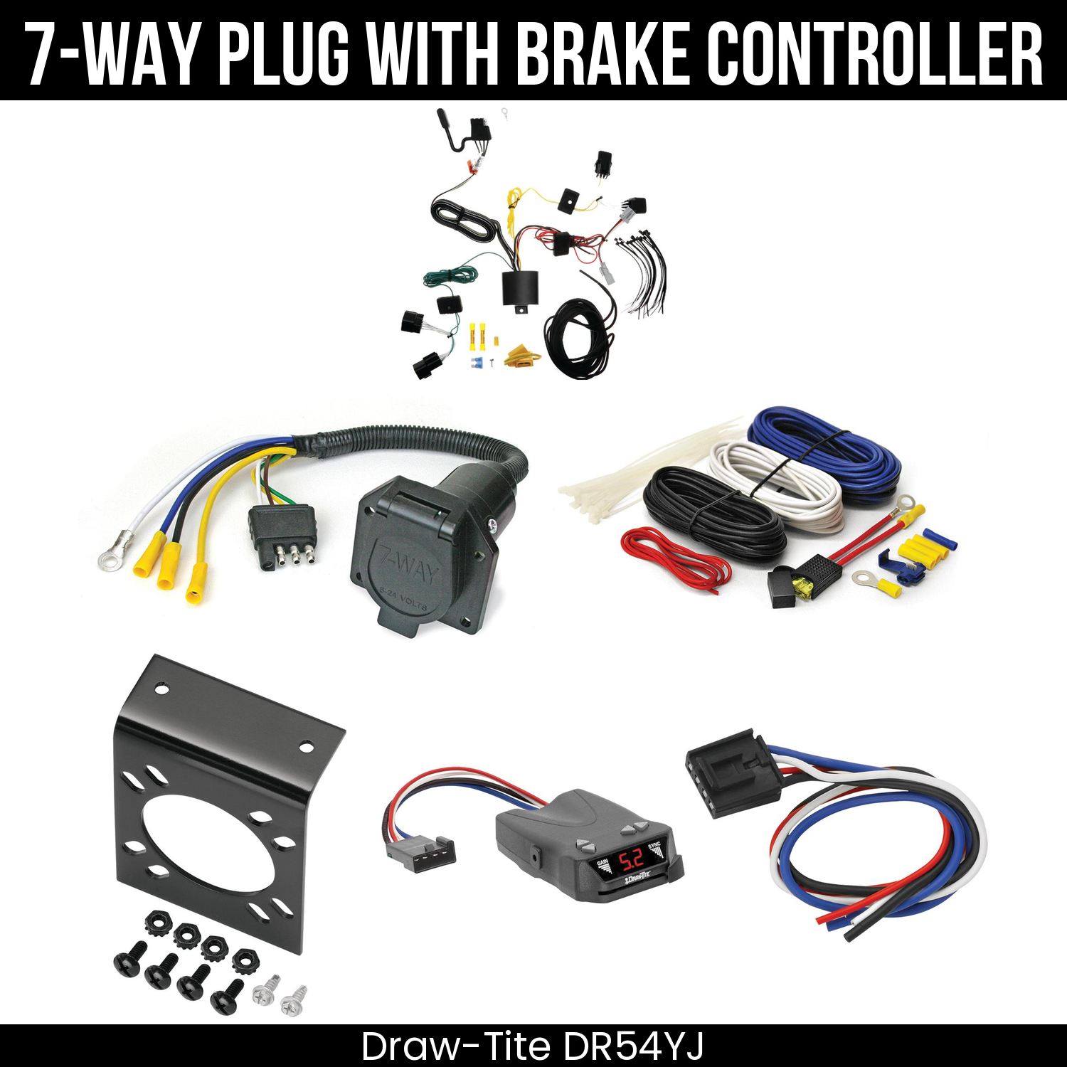 Trailer Wiring 7-Way Economy Plug w/ Bracket , Draw-Tite Activator IV Brake Control