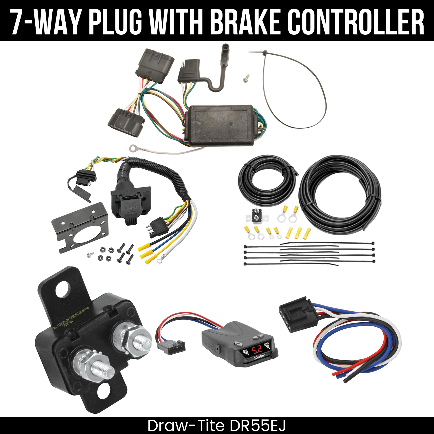 Trailer Wiring 7-Way Plug w/ Bracket , Draw-Tite Activator IV Brake Control