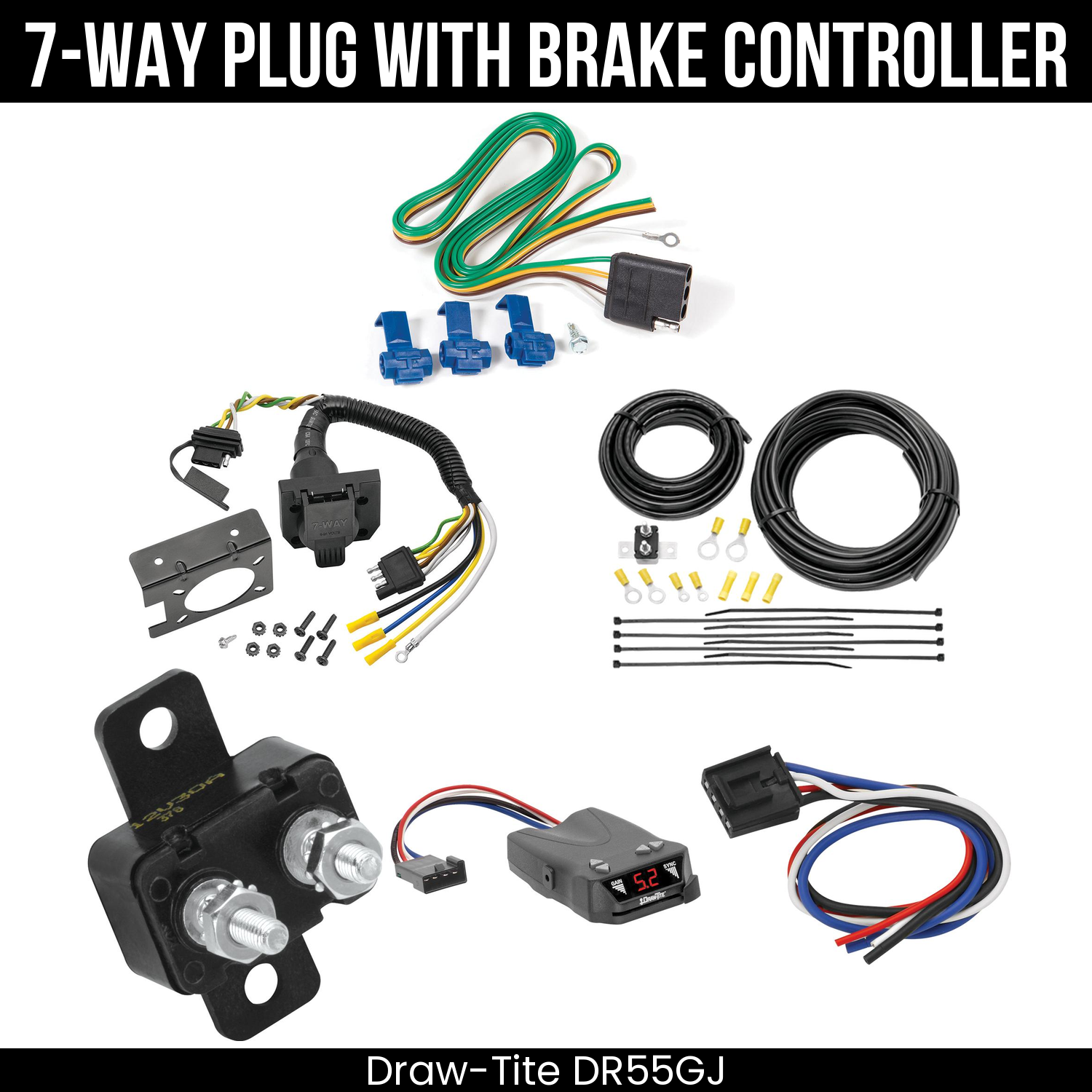 Trailer Wiring 7-Way Plug w/ Bracket , Draw-Tite Activator IV Brake Control