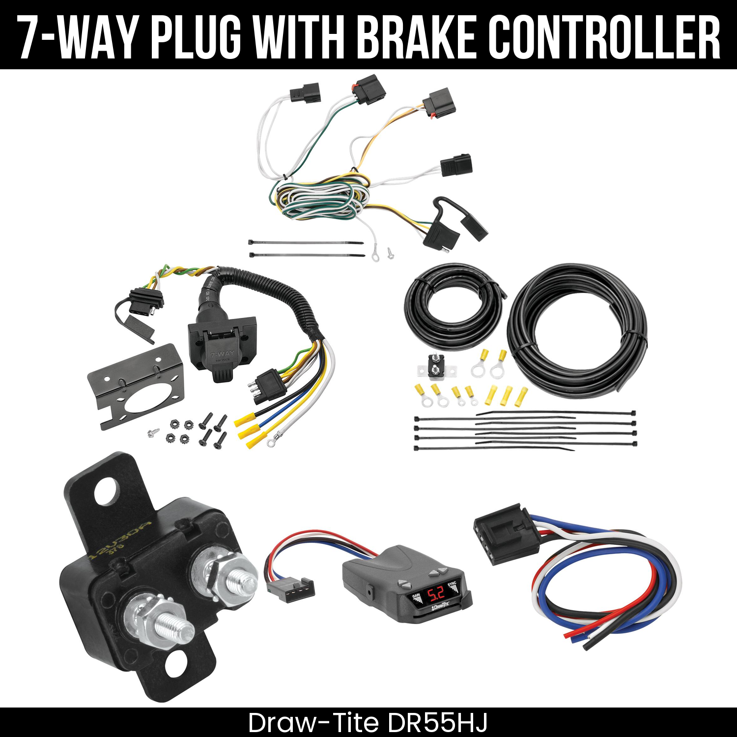 Trailer Wiring 7-Way Plug w/ Bracket , Draw-Tite Activator IV Brake Control