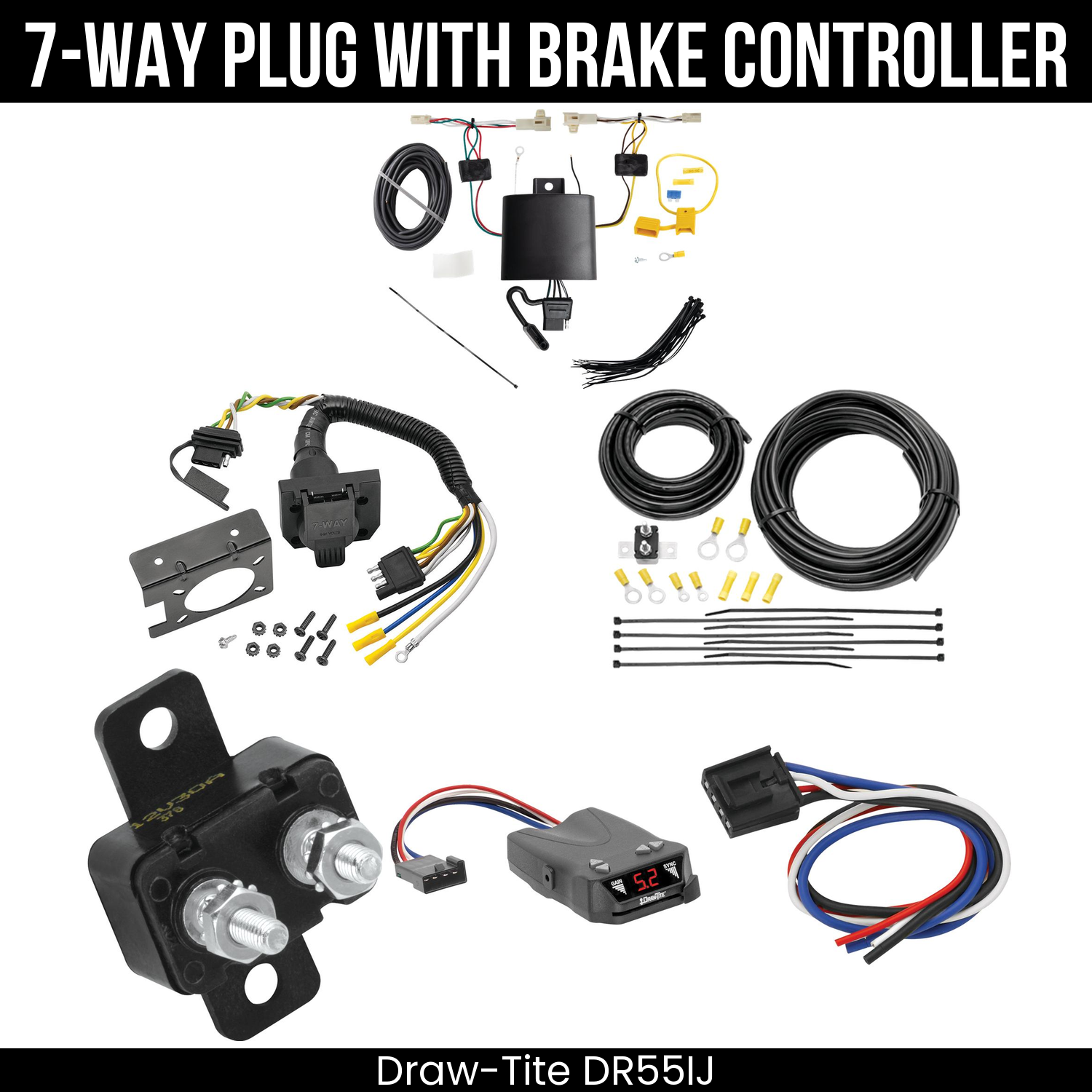 Trailer Wiring 7-Way Plug w/ Bracket , Draw-Tite Activator IV Brake Control