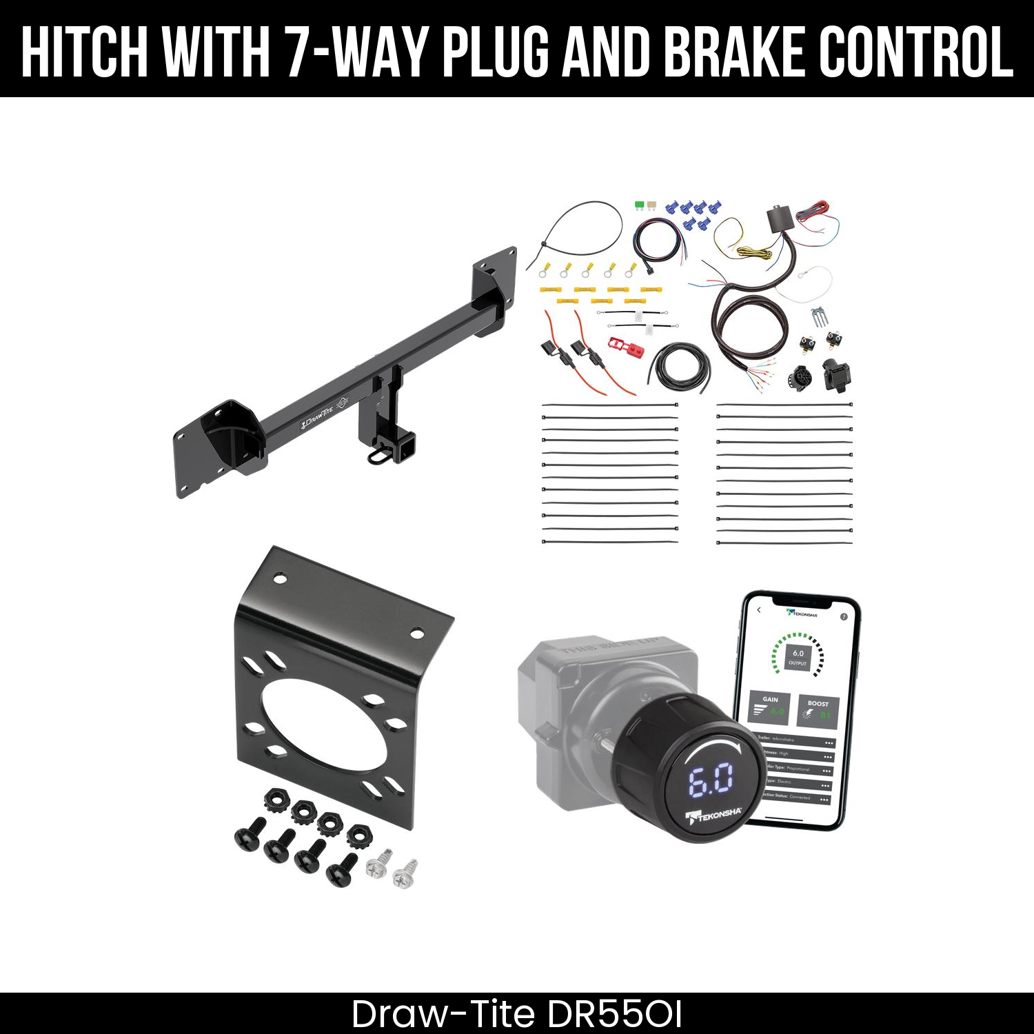 Draw Tite DR55OI Hitch With 7 Way Plug And Brake Control Bundle Featureimg
