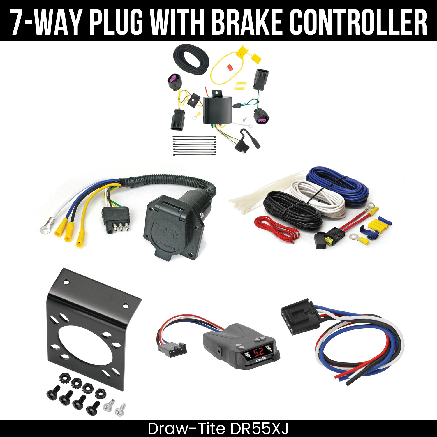 Trailer Wiring 7-Way Economy Plug w/ Bracket , Draw-Tite Activator IV Brake Control