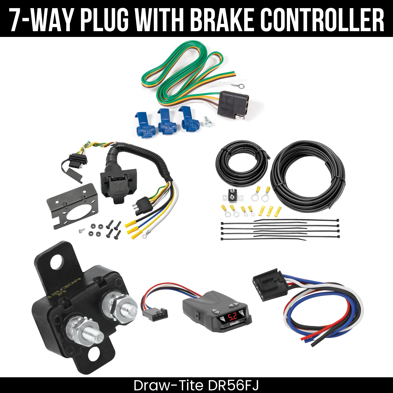 Trailer Wiring 7-Way Plug w/ Bracket , Draw-Tite Activator IV Brake Control