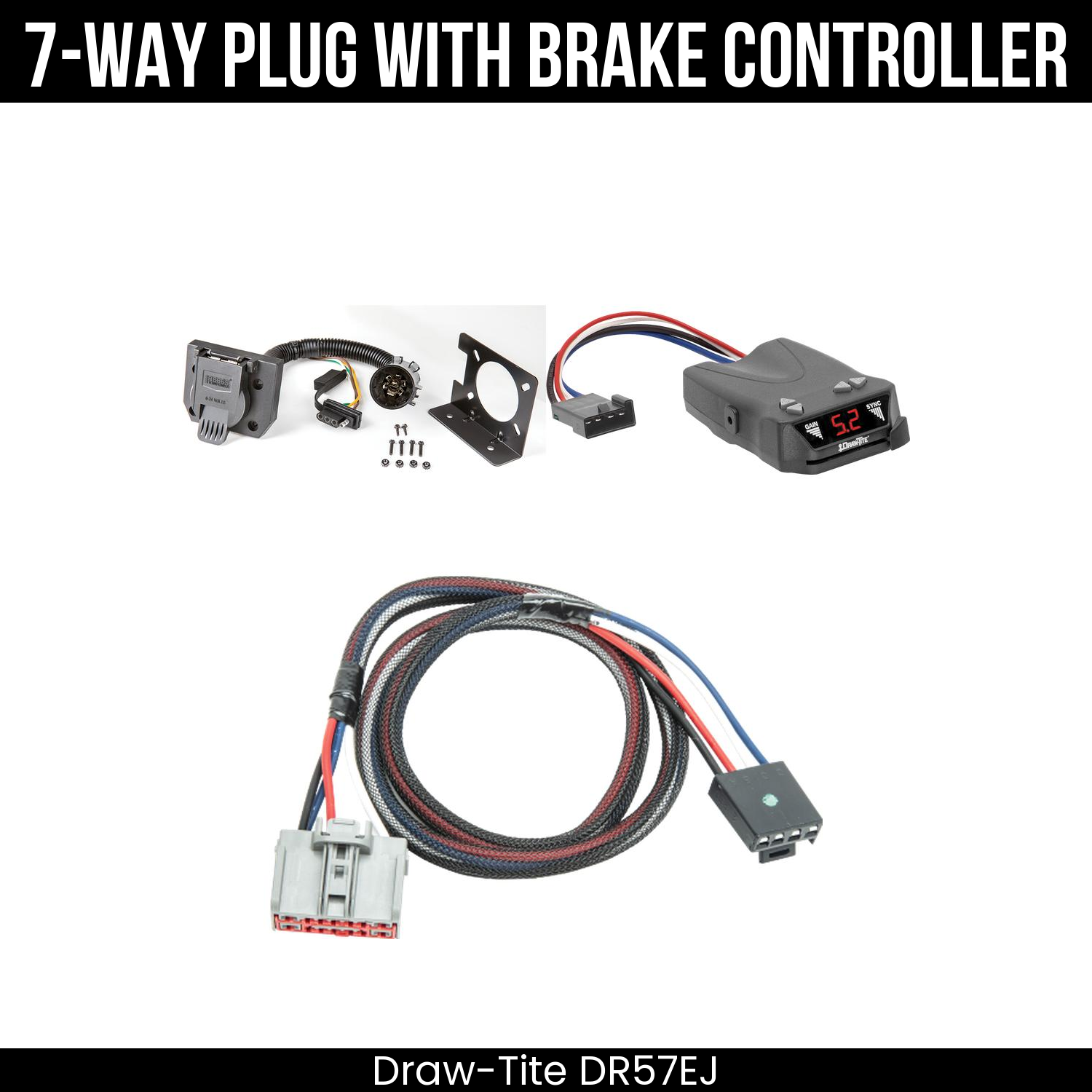 Trailer Wiring 7-Way Plug w/ Bracket , Draw-Tite Activator IV Brake Control